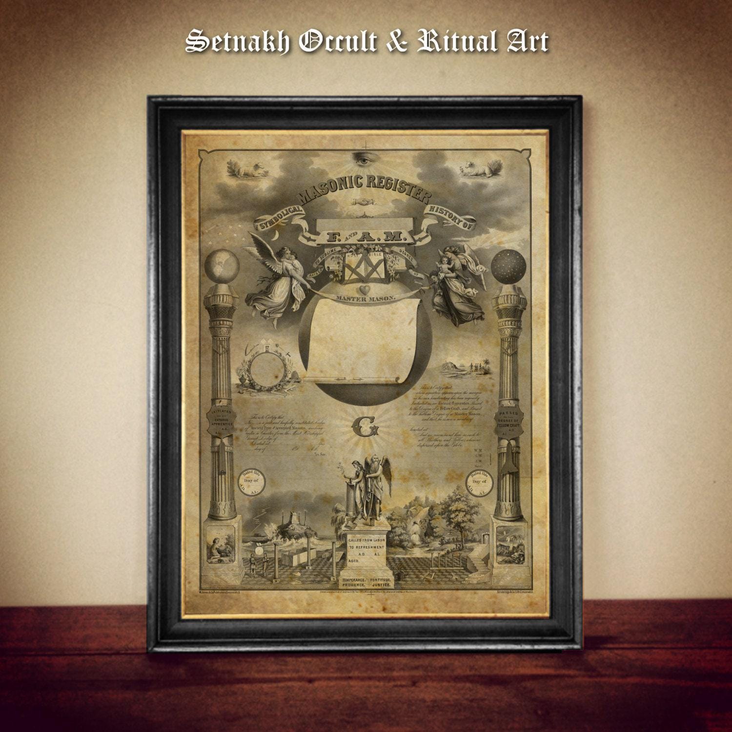 Masonic Register Symbolic History of F&AM vintage print, Freemasons poster, antique print, Masons, illustration, Freemasonry Lodge #TMP4