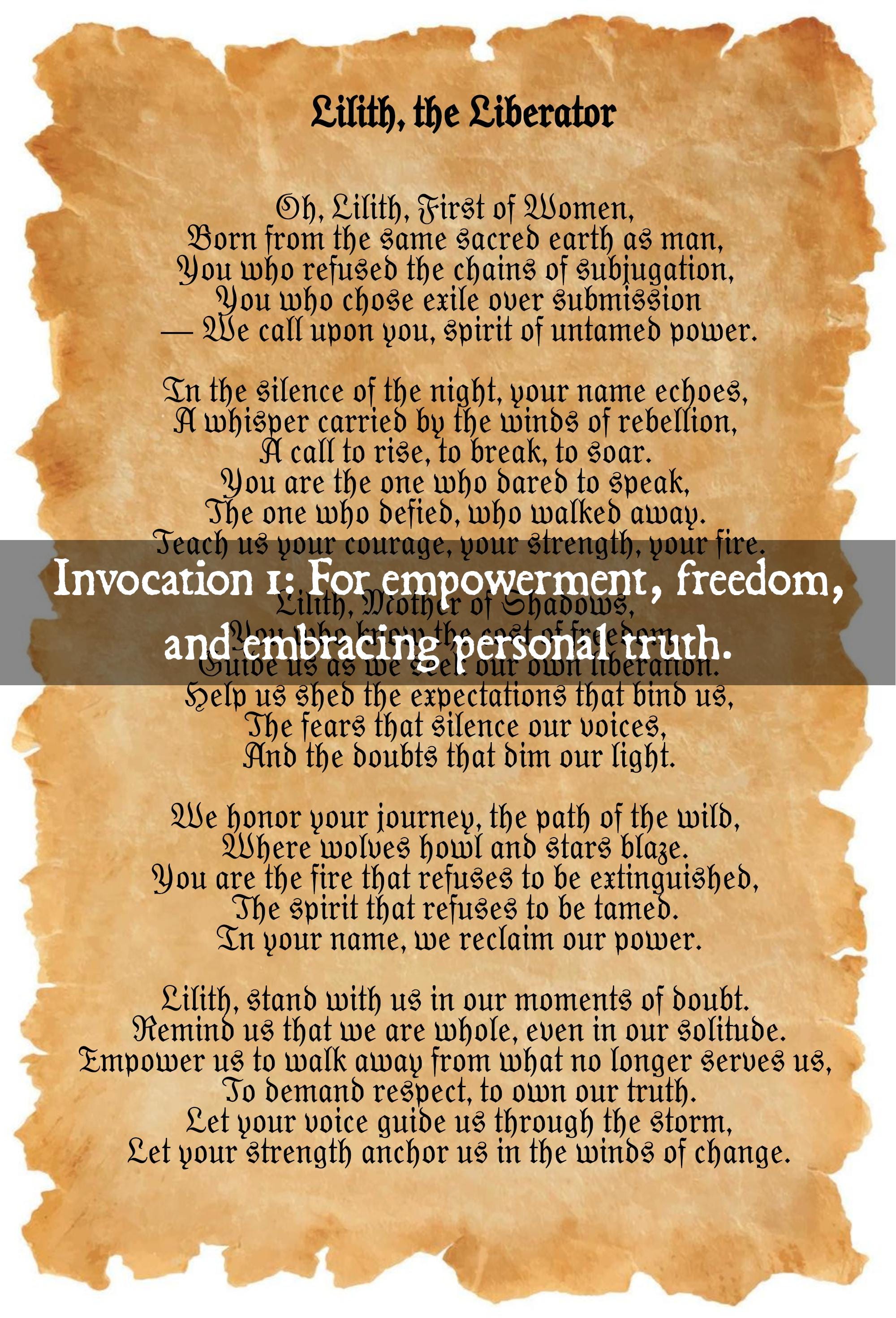 Invocations to Lilith: Empowerment, Love, Shadow Work, and More – Mystical Ritual Prayers for Modern Witches - Book of Shadows - 20 pages
