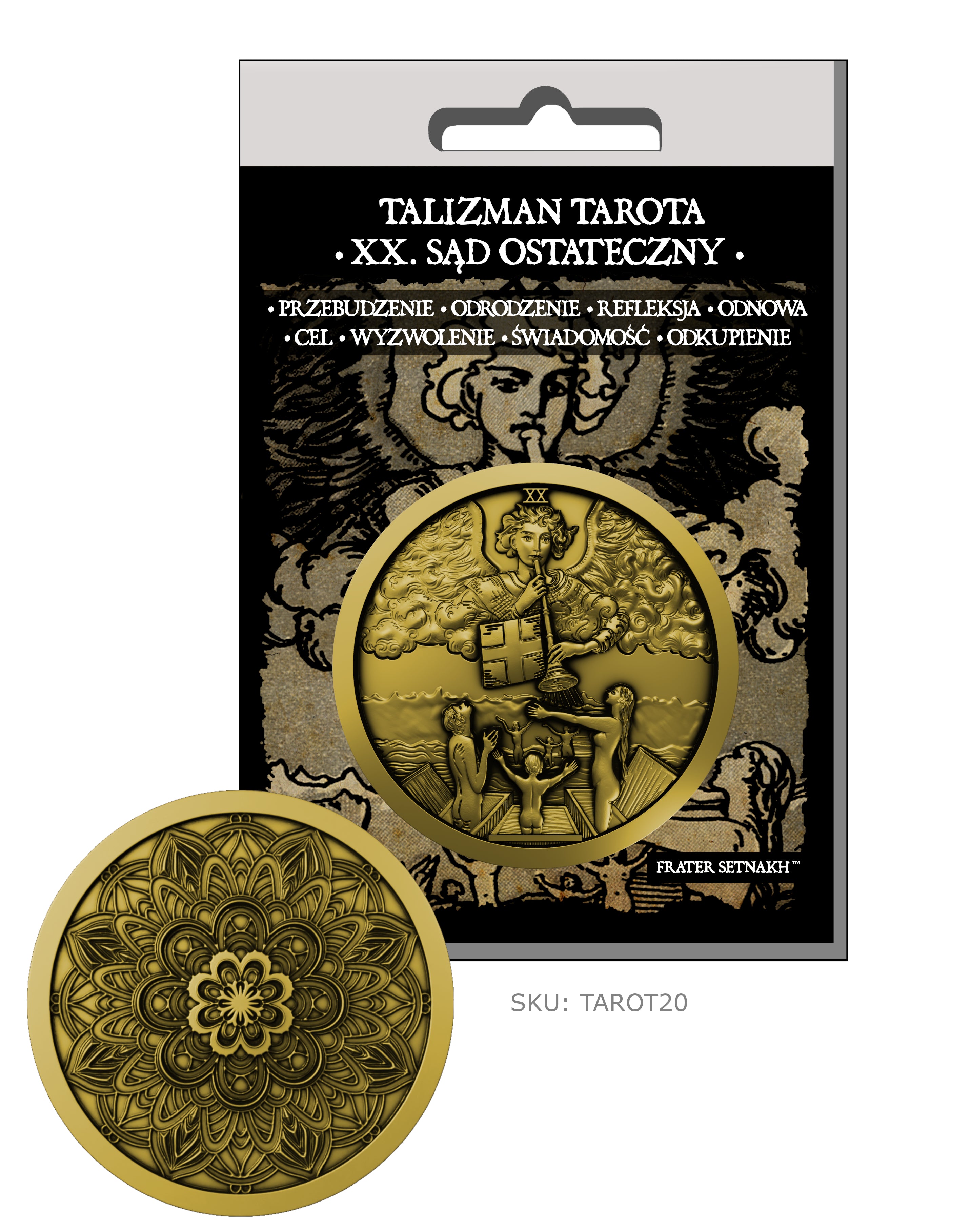 22 Talizmany Monety Tarota Rider-Waite-Smith + 22 Kart Opisowych + Etui PVC | Kolekcjonerski Zestaw Talizmanów