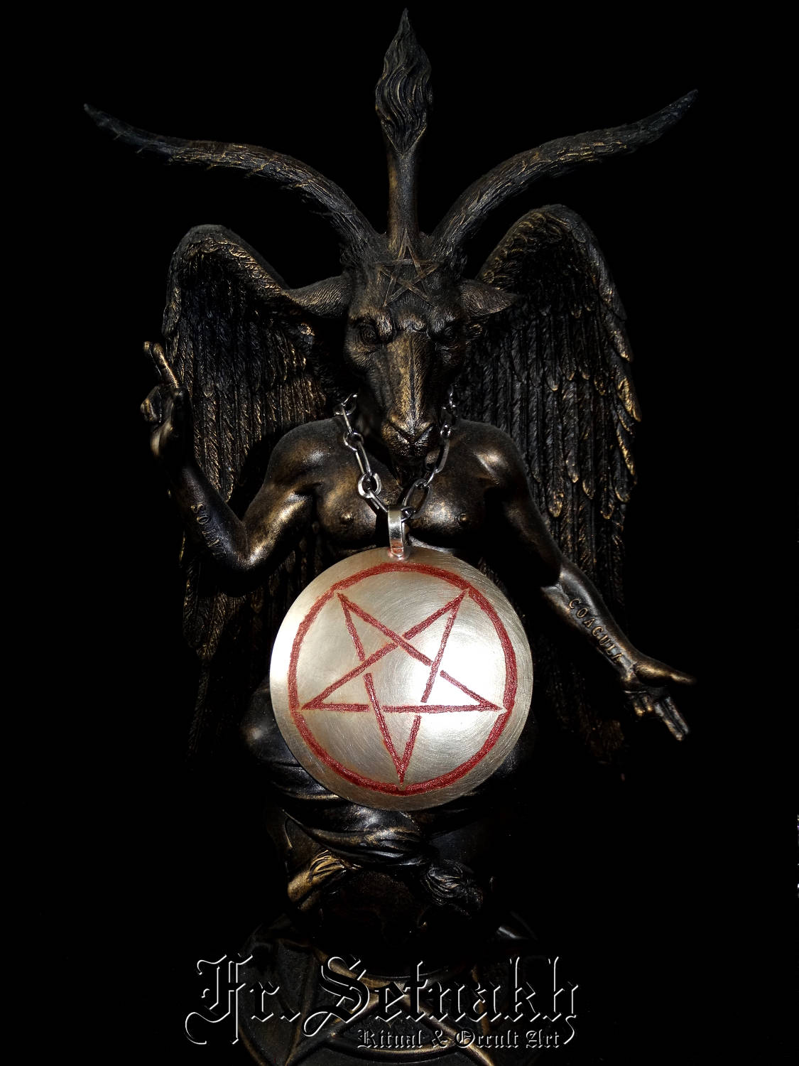 Inverted pentagram medallion, Satanic jewelry, Lucifer pendant