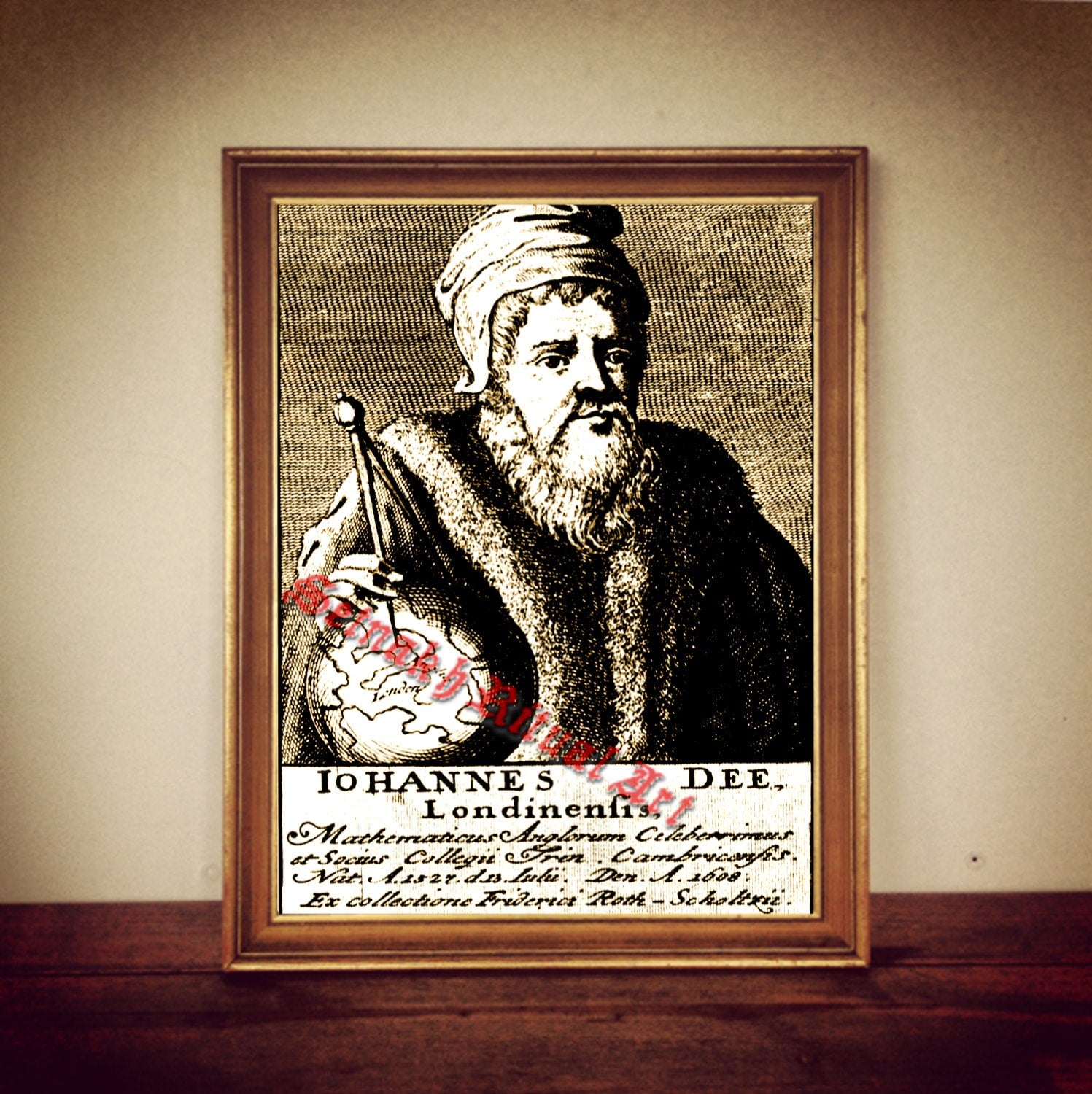 John Dee portrait print, occultist illustration, occult poster, occult print, antique rustic style, vintage home decor, occult home 188