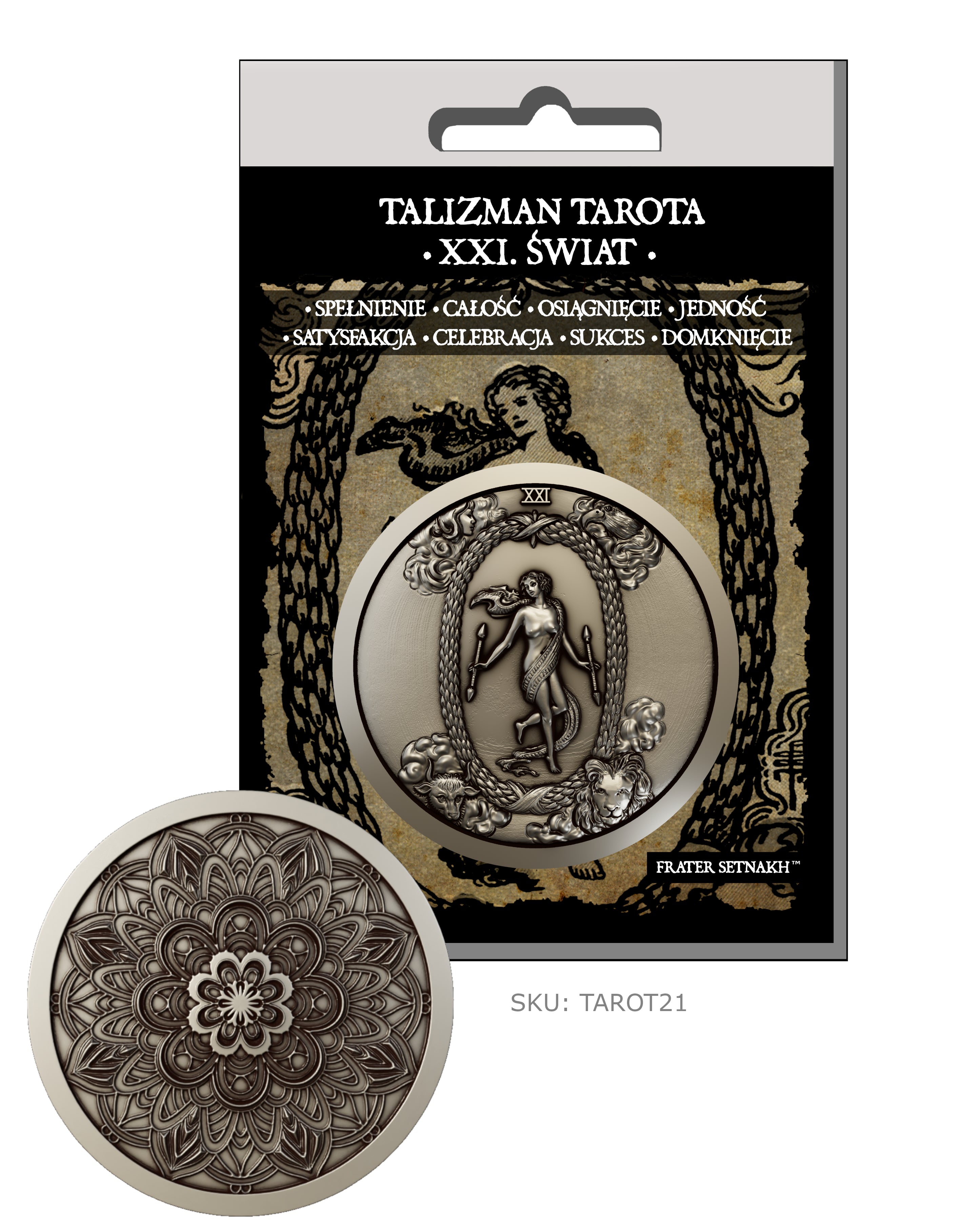22 Talizmany Monety Tarota Rider-Waite-Smith + 22 Kart Opisowych + Etui PVC | Kolekcjonerski Zestaw Talizmanów
