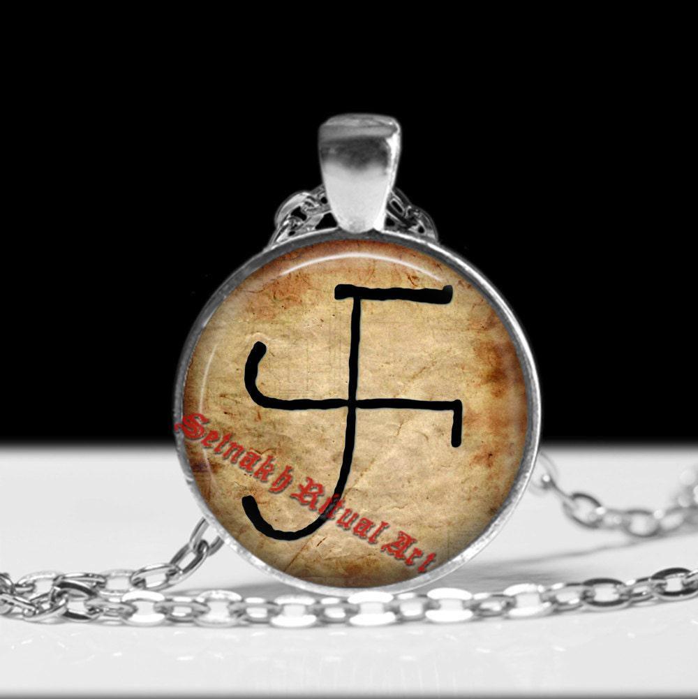 Galdrastafur: Thor&#39;s hammer symbol talisman, Galdr amulet, viking pendant, Icelandic magical stave, runes jewelry, pagan necklace #462