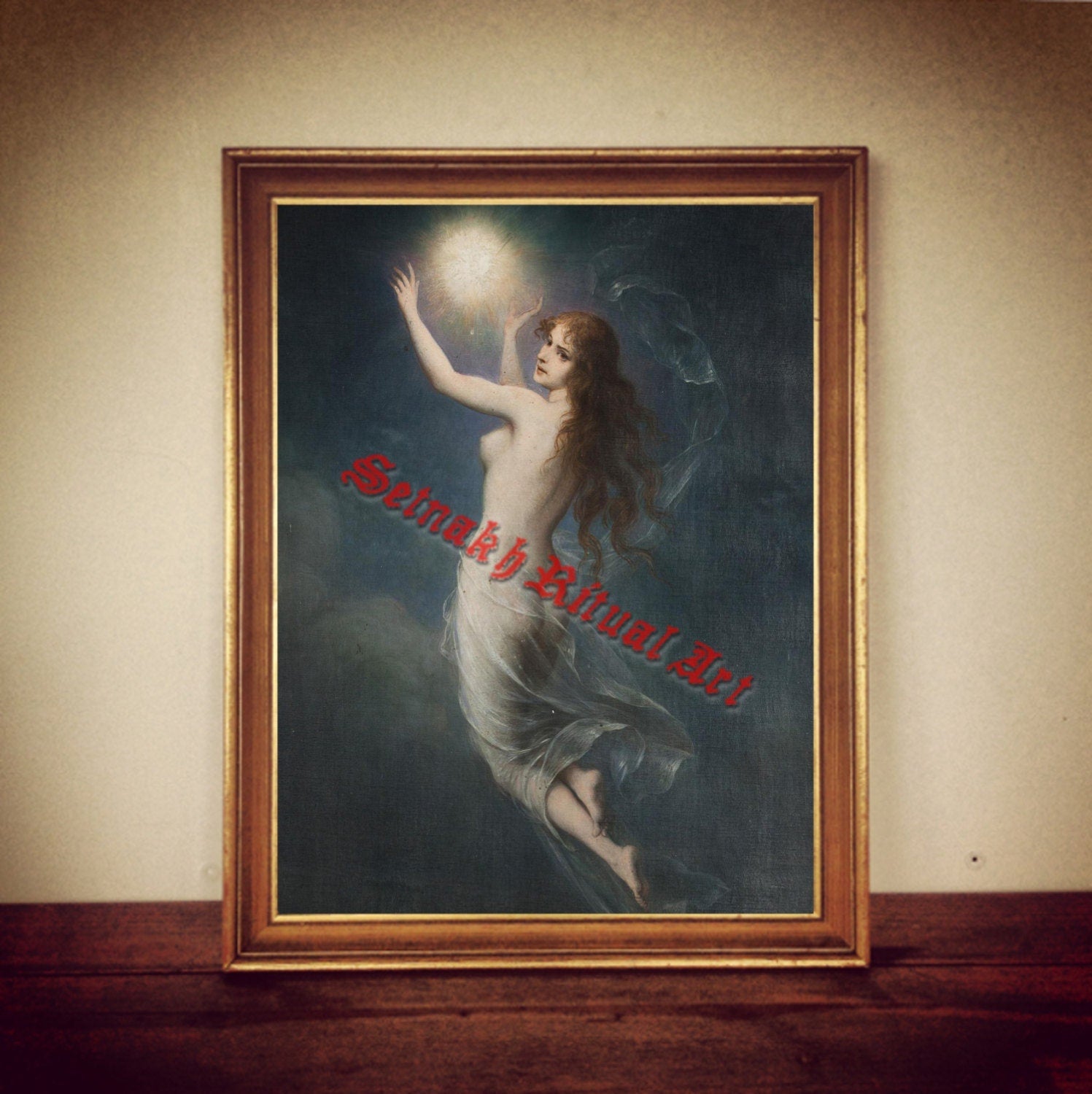 Occult art: "Morgenstern" by Karl Schweninger, esoteric illustration, magic poster, occult print, women, fairy decor #253