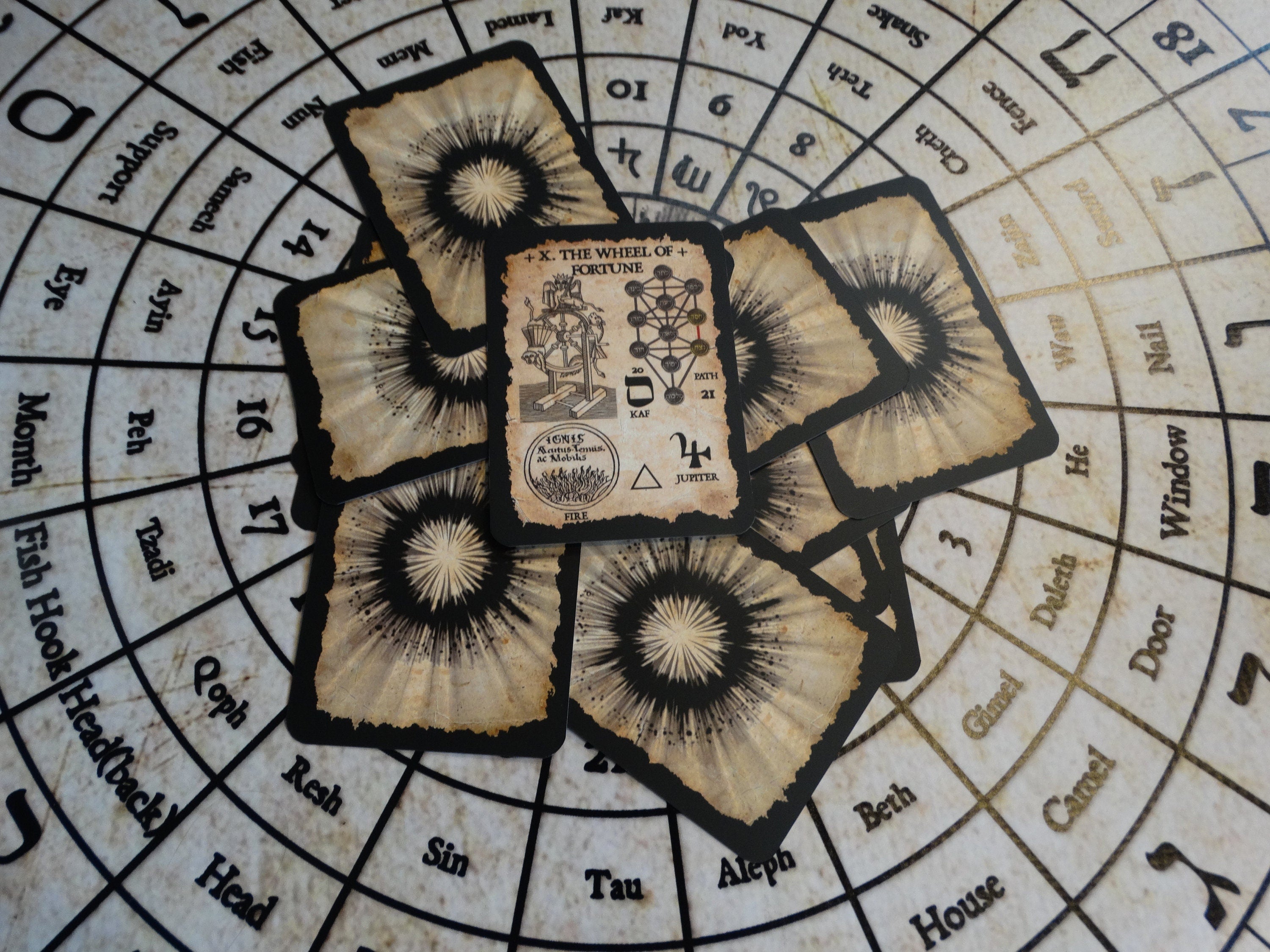 The Sephirothic Tarot - Deck of 78 Cards + Tree of Life metal divination tool, Sephiroth art, occult decor, Kabbalah, Qabala, Qabbalah