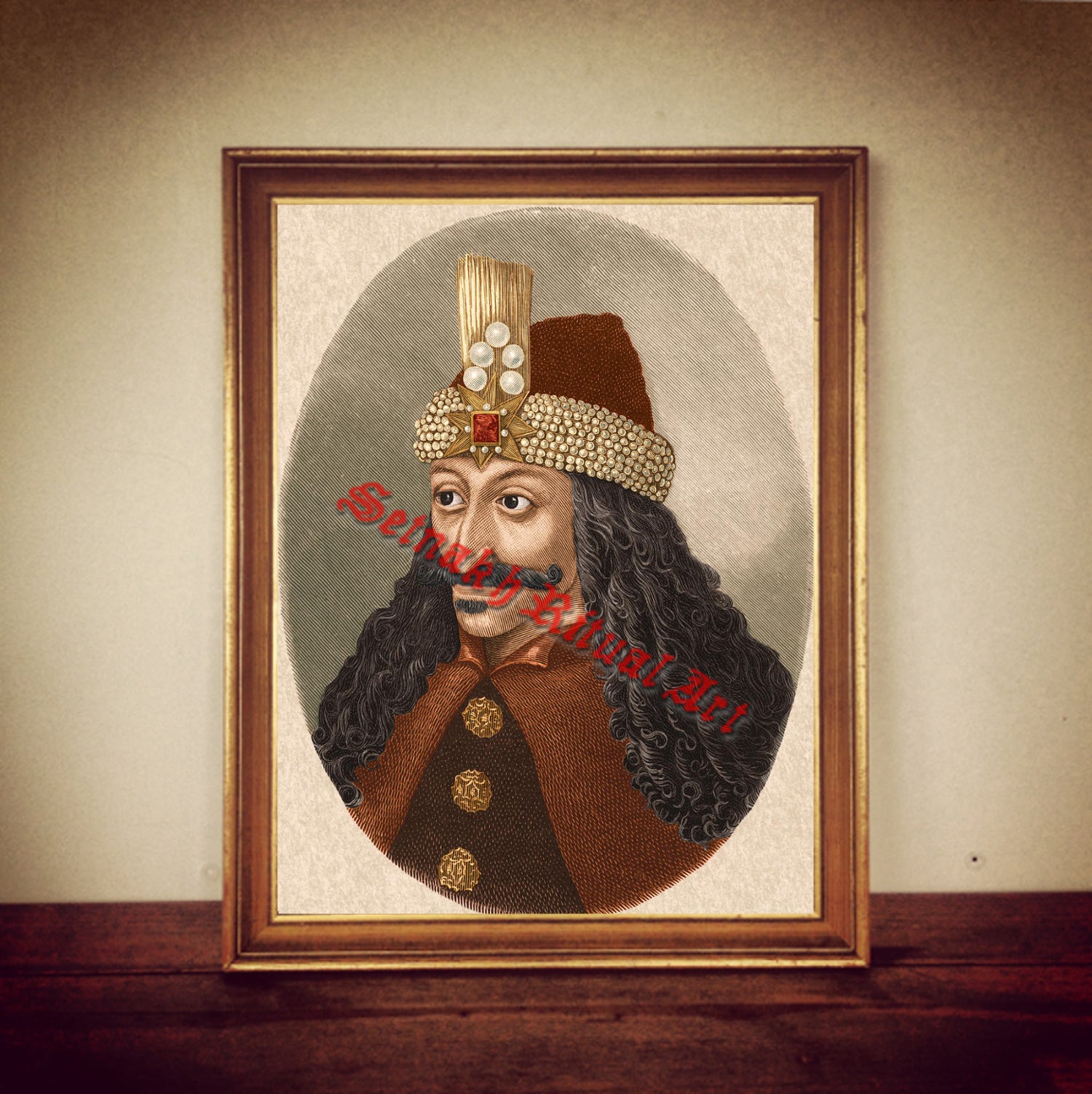 Vlad the Impaler Print, Vlad Tepes Poster, Dracula Wall Art, Historical Vampire Print, Gothic Decor, Transylvanian Portrait of Vlad III of Wallachia #245