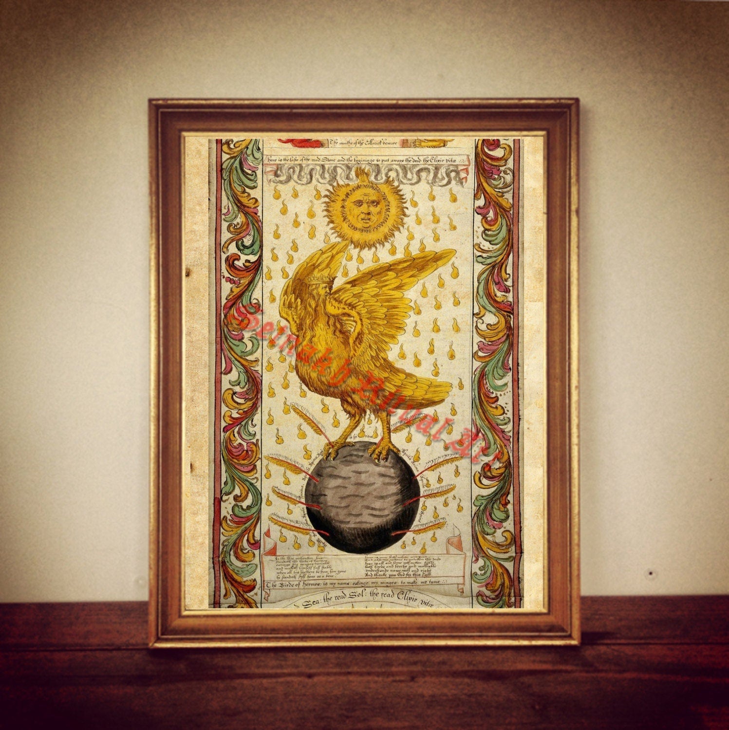 Occult, Sun and Moon print, alchemical illustration, hermetic, medieval, occult poster, magic art, esoteric home decor #447