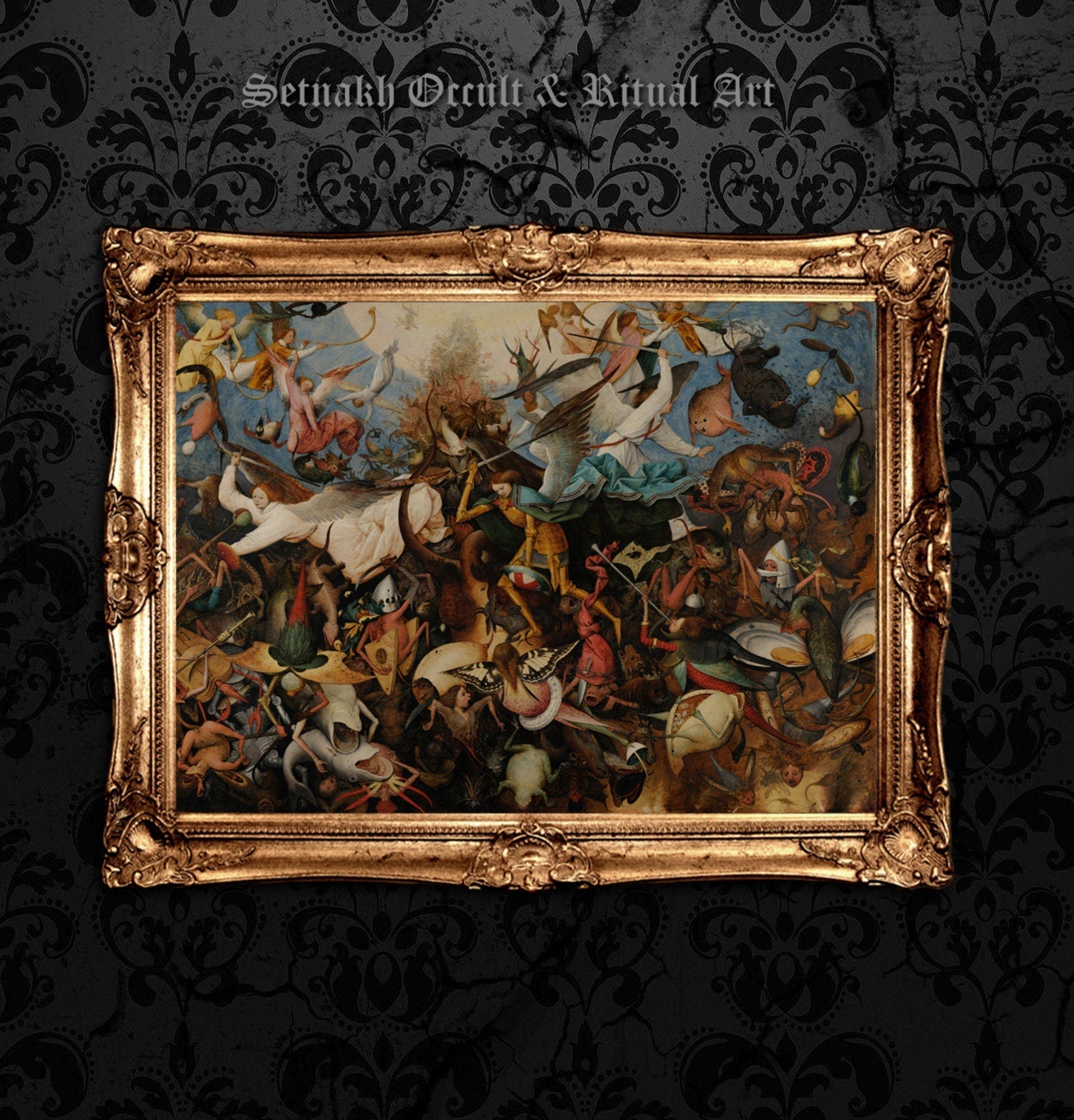 The Fall of the Rebel Angels, Pieter Bruegel the Elder, Fallen Angels print, Nephilim, occult poster, illustration, antiqued art #ANG2