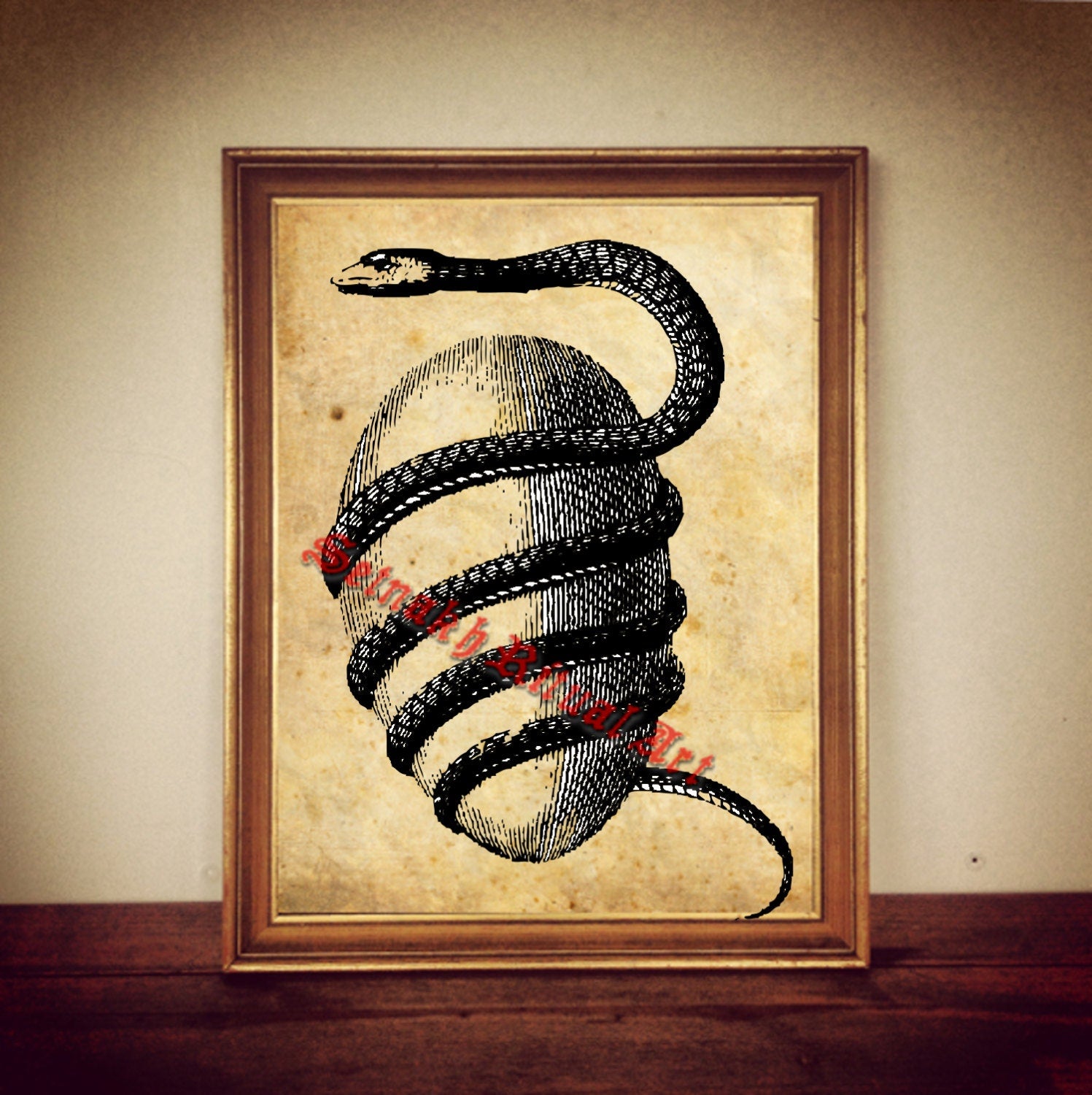 Serpent orphic egg Sirius hermetic gnostic esoteric | print illustration poster | occult antique rustic vintage home living room decor 148