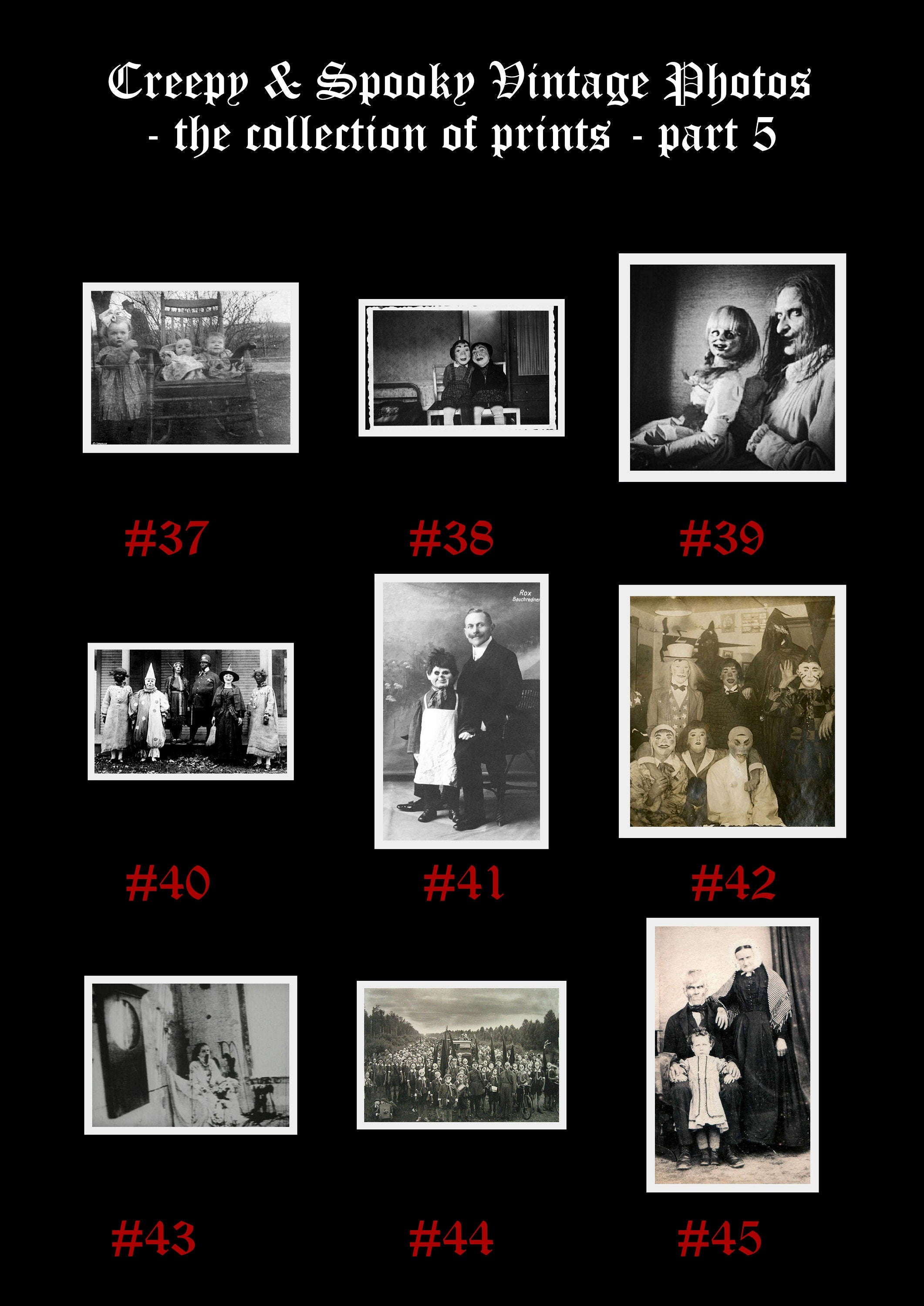 81 Creepy + Spooky Vintage Photos prints, Dark aesthetic prints, A5 size - 8.3 x 5.8 " (210 x 148 mm), Halloween art, occult, dark wallart,