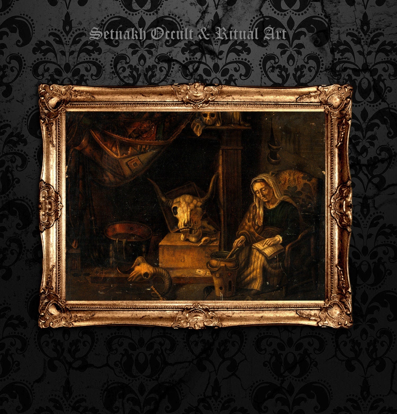 A witch print, vanitas poster, memento mori art, witchcraft, black magic, occult poster, gothic gift, esoteric, pagan home decor #W36