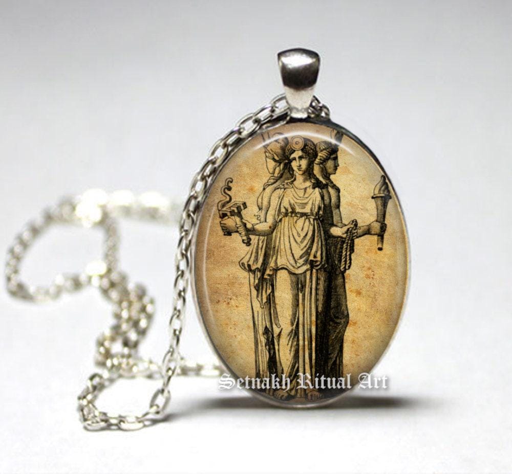 Wiccan Jewelry - Hecate Pendant - Goddess of Magic, Witchcraft, Night & Moon, Gift for Witch - Pagan Necklace, Wicca, Occult Necklace #WS4