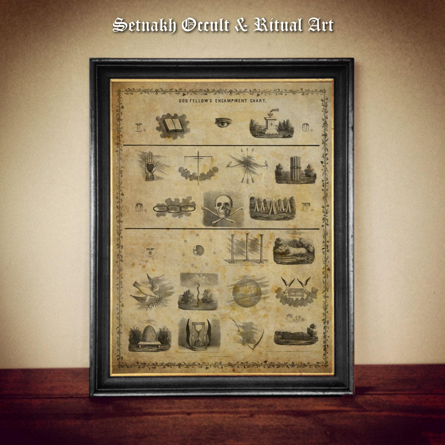 Odd fellow’s encampment chart – vintage masonic print, Freemasons poster, antique print, Masons, illustration, Freemasonry Lodge #TMP6
