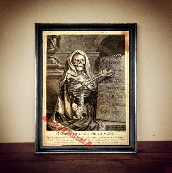 Memento Mori print, occult poster, human skeleton art, gothic home decor, medieval illustration, alchemy, death symbol, magick skull #13