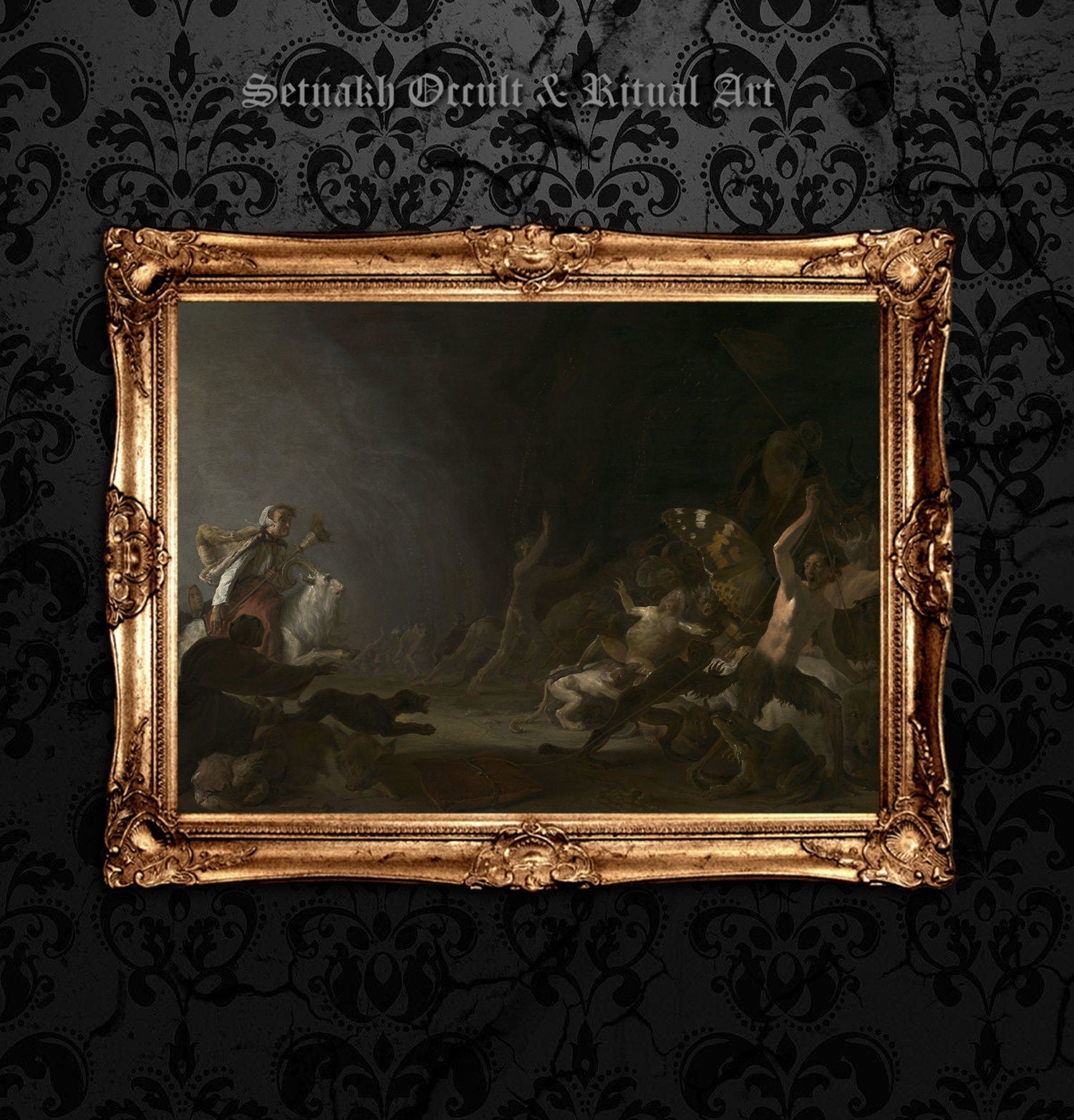 Witches&#39; Sabbath, dark art print, witches&#39; convention, occult, antiqued art, magic, black metal gift, esoteric, pagan home decor #W22