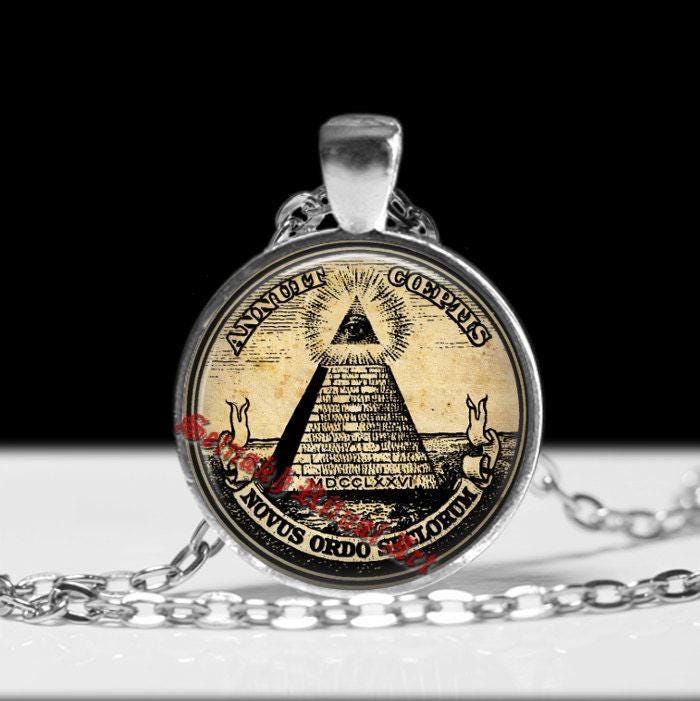 Masonic jewelry,  Novus Ordo Seclorum pendant, occult pyramid necklace,  magic amulet, esoteric, sacred jewelry #73