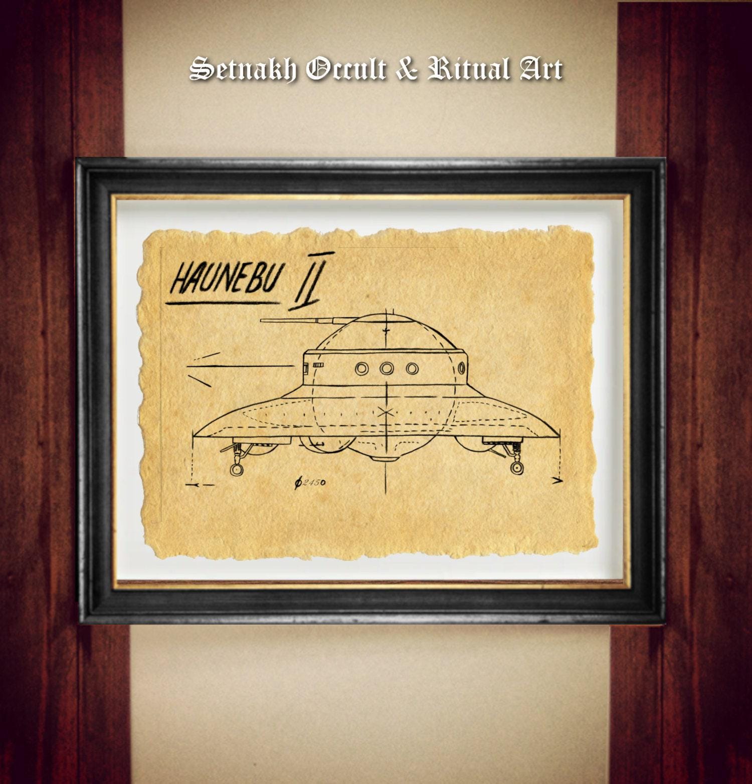 German Flying Saucer diagram, secret military flying aircraft blueprint, vintage ufology print, UFO poster, Cosmic energy, Alien poster #UF6