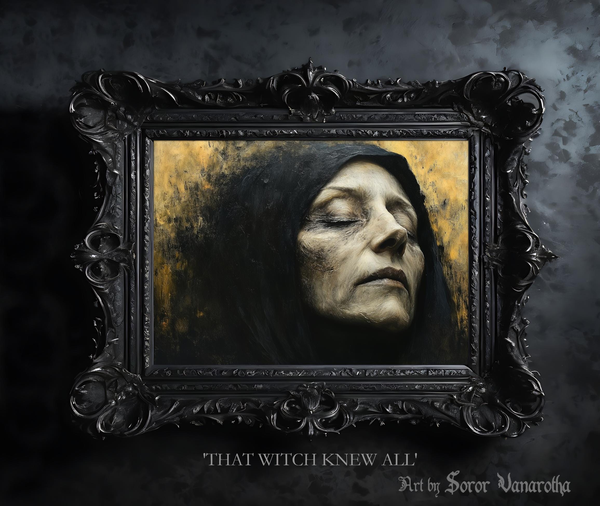 That Witch Knew All Print – Dark Fantasy Art of Old Witch’s Face in the Style of Beksiński for Gothic Decor, Surreal Art Lovers #SV33