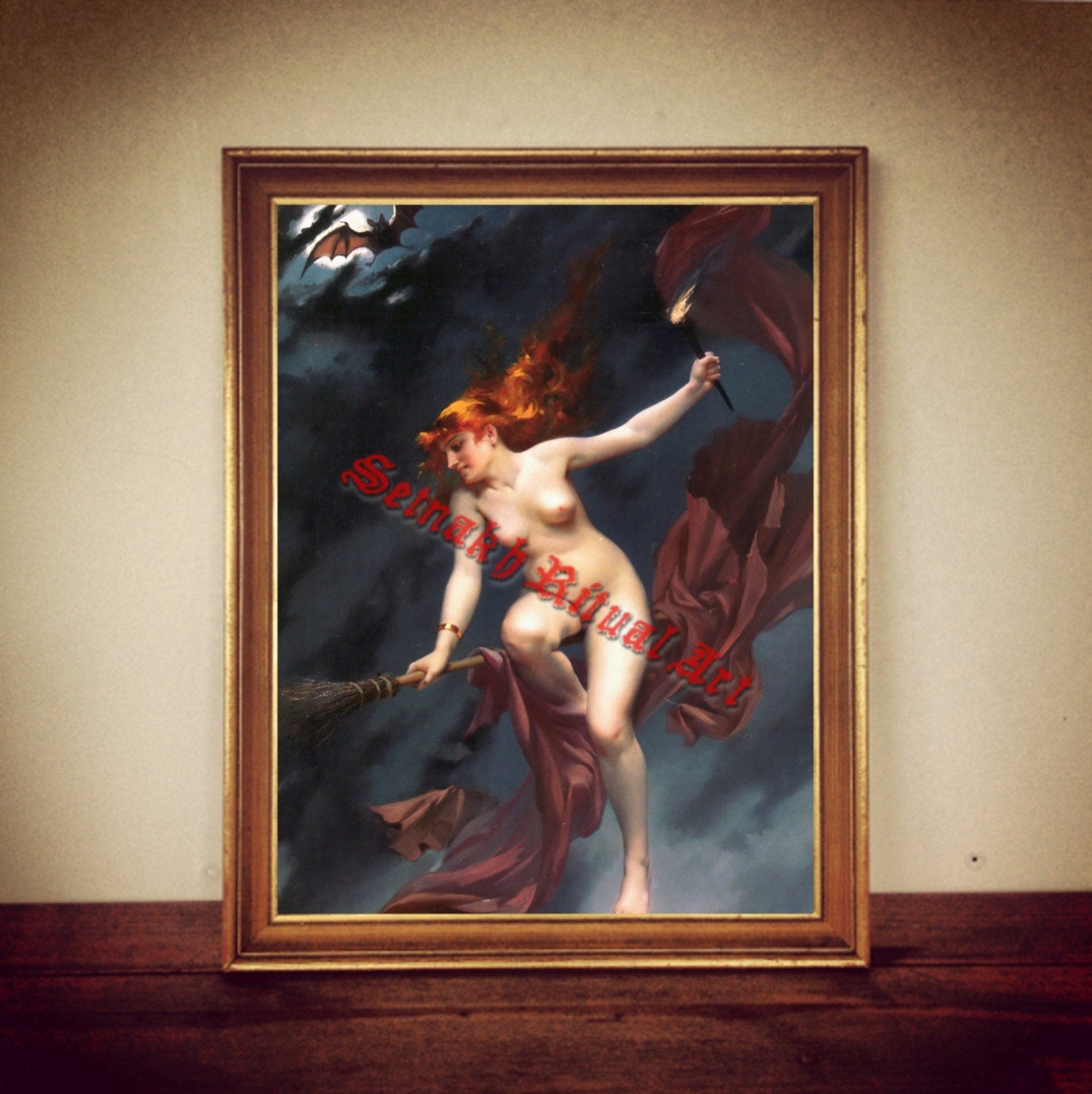 Occult art: &quot;The witches Sabbath&quot; by Falero, esoteric illustration, magic poster, occult print, women, witch broomstick #254