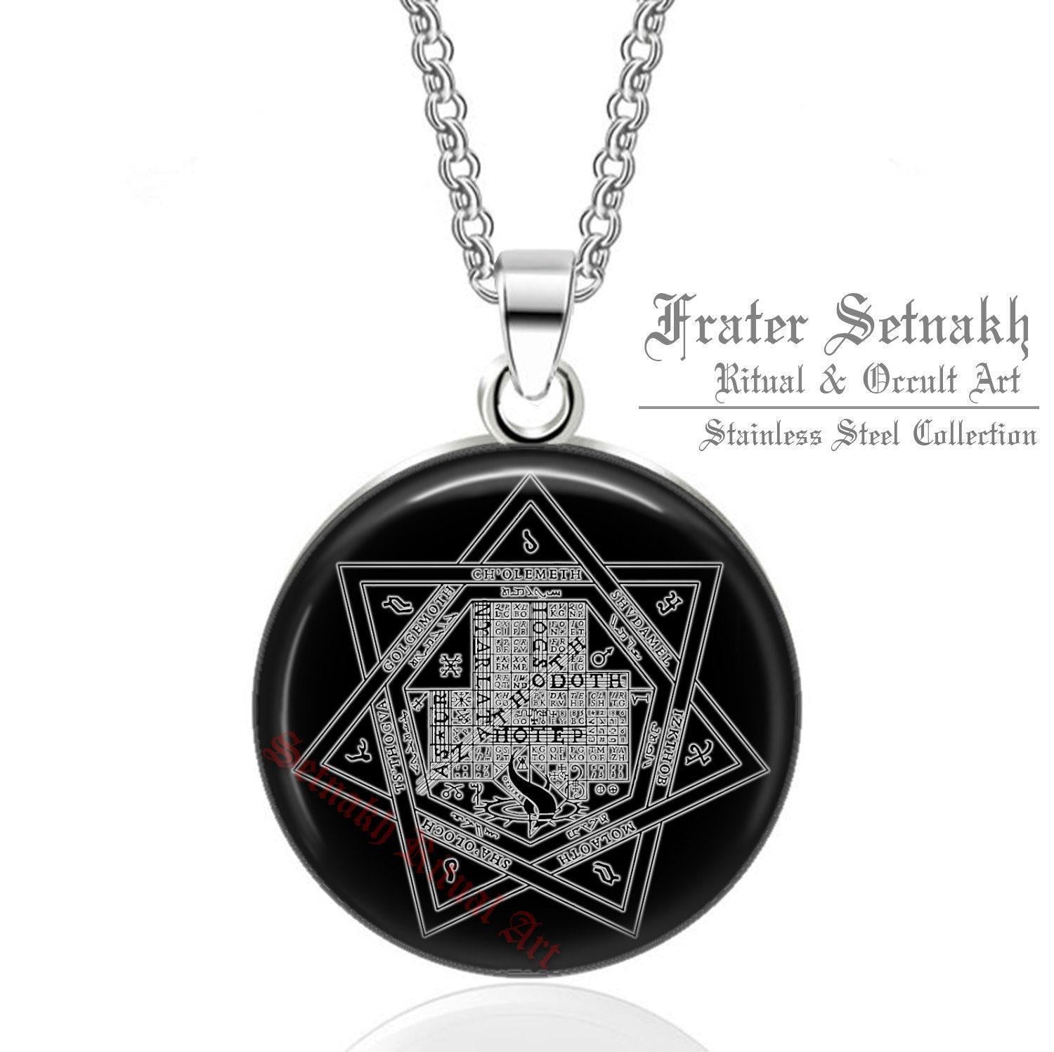 OMEN ANTIQUITATUM pendant, John Dee Necronomicon talisman, Necronomicon Magick, the Elder Sign symbol necklace, Lovecraft, occult art #NEC7