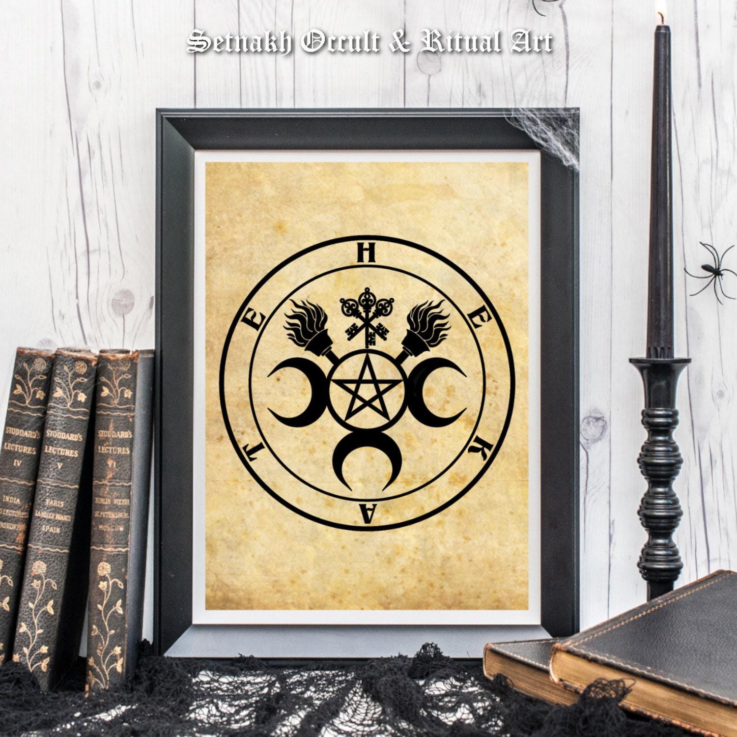 Hecate sigil print, Goddess of Magic, witchcraft, night, Moon, ghosts, necromancy, sorcery, witch poster, wicca, gothic home decor #WS8