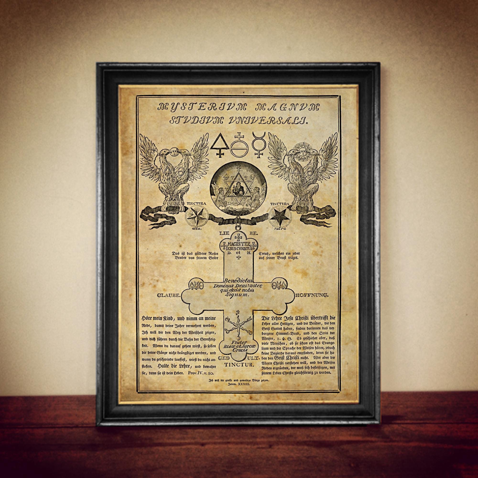Rosicrucian Cross Art Print - Geheime Figuren (1785) - Occult Alchemy Decor - Hermetic Gnostic Mystical Poster - Hermetic tradition #86.1