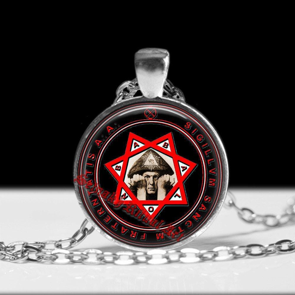 Crowley Seal pendant, Mark of the Beast amulet,  Star of Babalon necklace, Thelemic jewelry #465