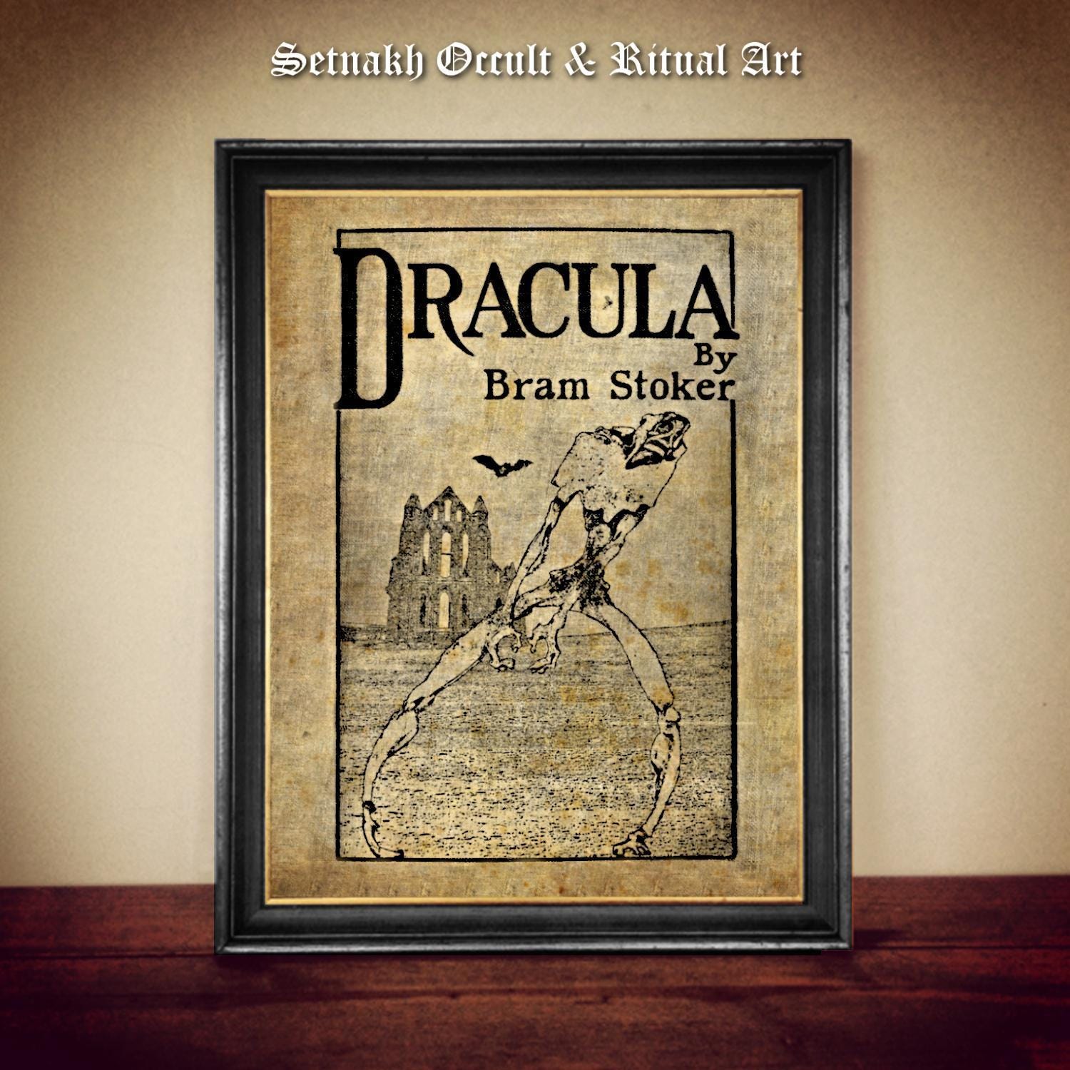 Dracula By Bram Stoker Front Page Print – 1897 Gothic Horror Novel by Bram Stoker – Vintage Book Art on Handmade Paper or Canvas,  #DM32