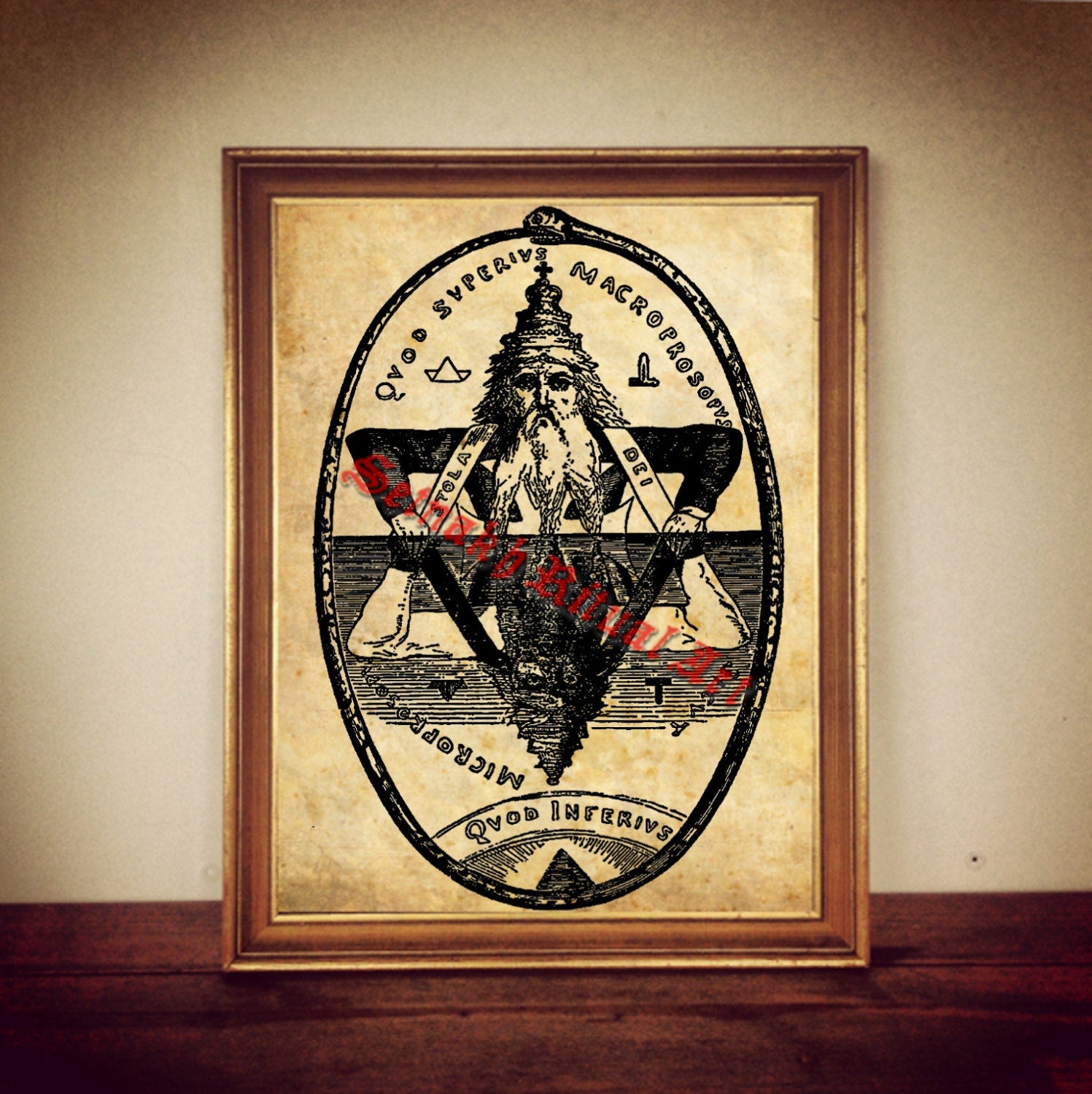 As above so below print, Solomon seal by Eliphas Levi illustration, hermetism, occult poster, magic print, occult print, esoteric print 206