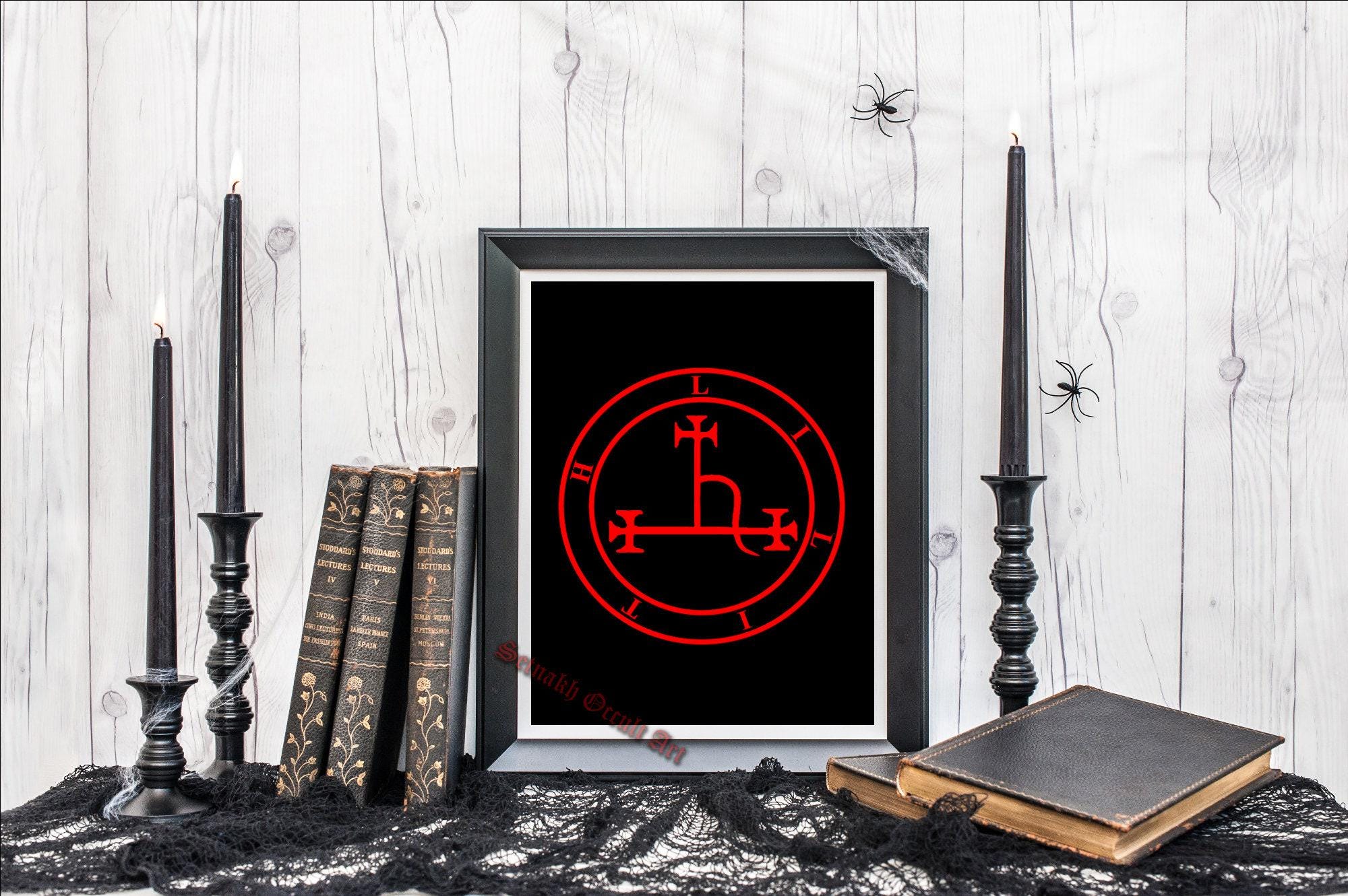 Lilith seal gothic print, female vampire demon occult poster, fallen angel illustration, antiqued art, gothic, esoteric, home decor #DM1