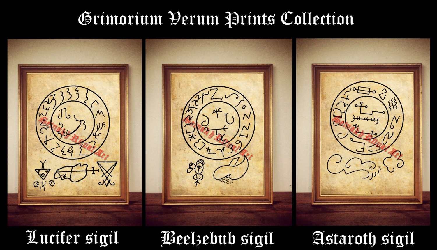 Grimorium Verum Collection, Lucifer, Astaroth, Beelzebub print, Grand Grimoire, occult illustration, summoning demons, demon evocation #124