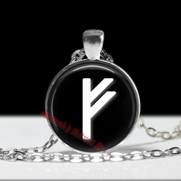 Fehu rune necklace, weatlh talimamn, futhark jewelry, viking pendant, norse talisman #118
