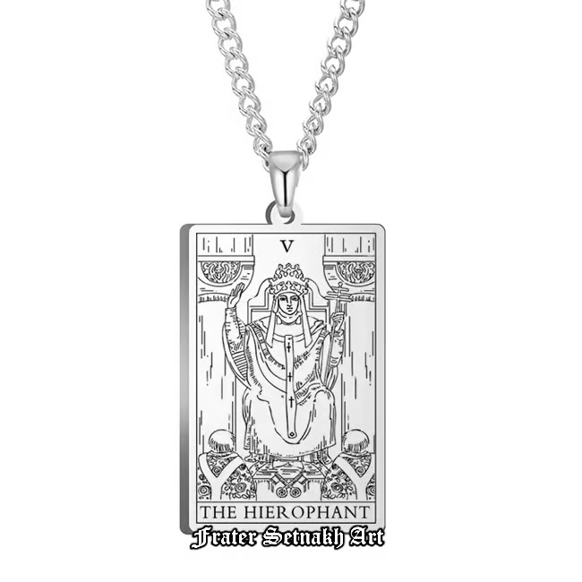 The Hierophant Tarot Card Pendant – Divination Jewelry and Spiritual Talisman | Tarot Necklace for Wisdom, Guidance, and Spiritual Connection #396.5