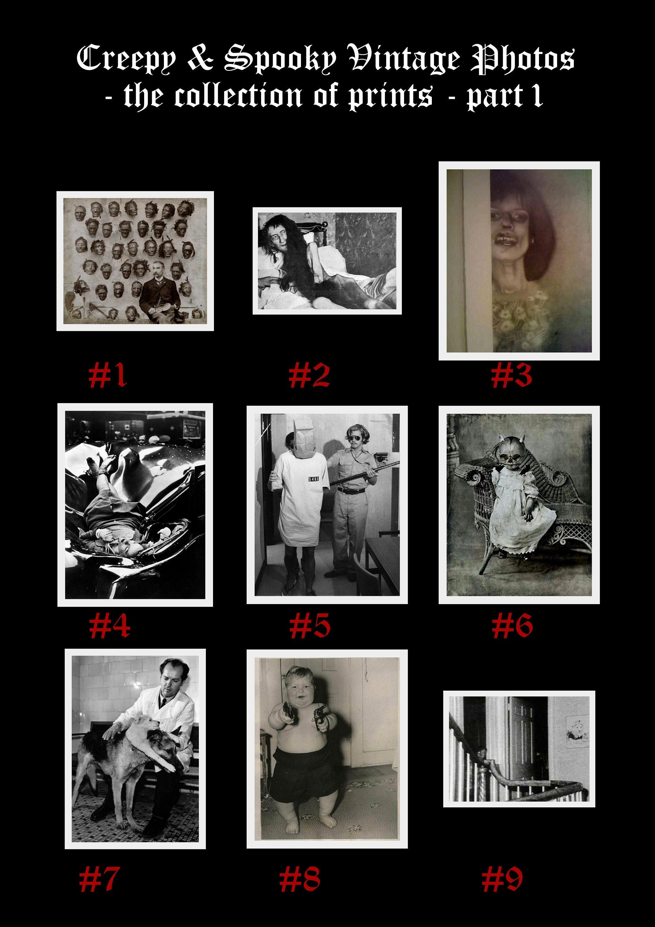 81 Creepy + Spooky Vintage Photos prints, Dark aesthetic prints, A5 size - 8.3 x 5.8 " (210 x 148 mm), Halloween art, occult, dark wallart,