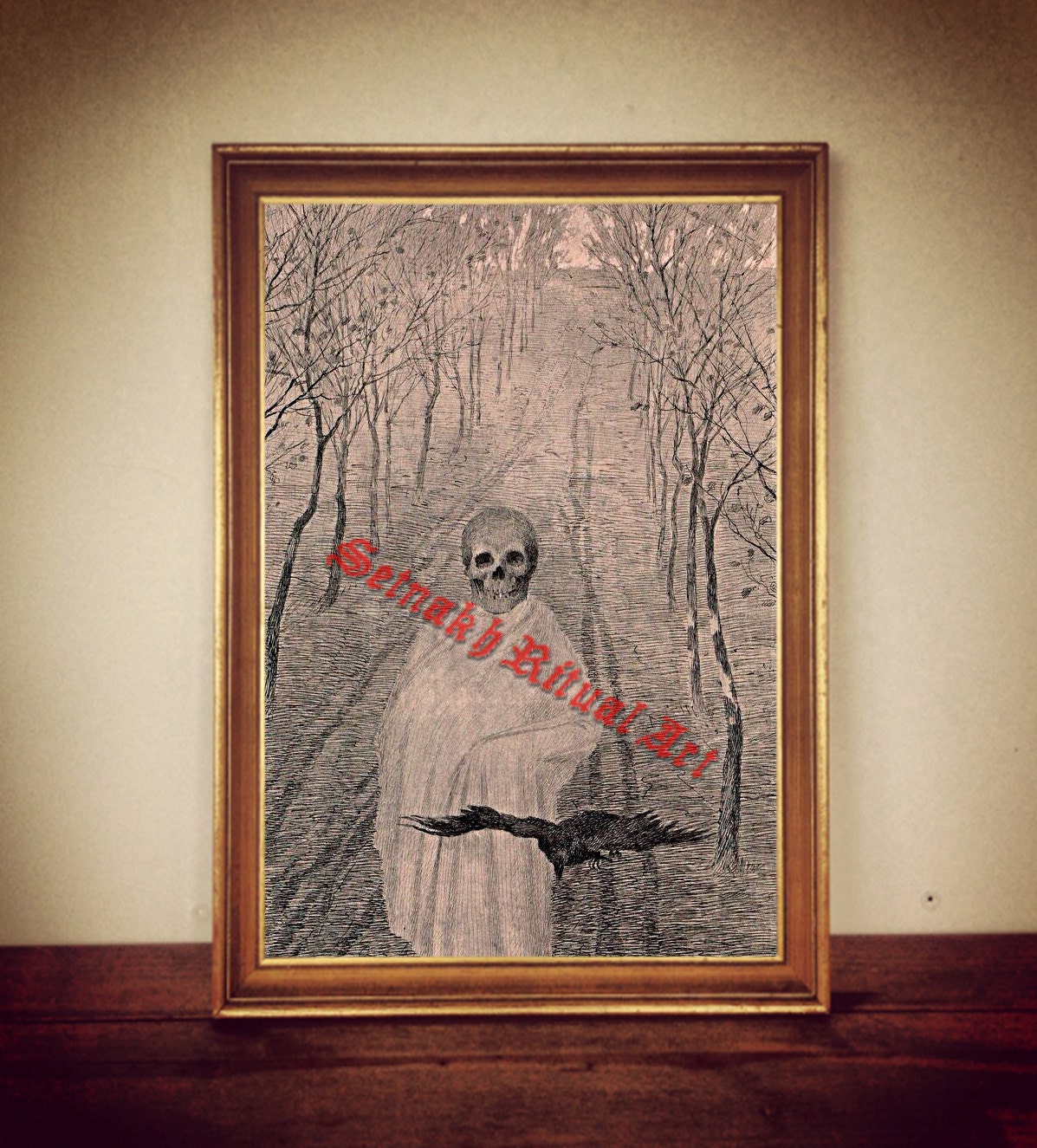 Skeleton art, Vanitas print, memento mori illustration, death poster, occult decor, antique vintage home decor #318