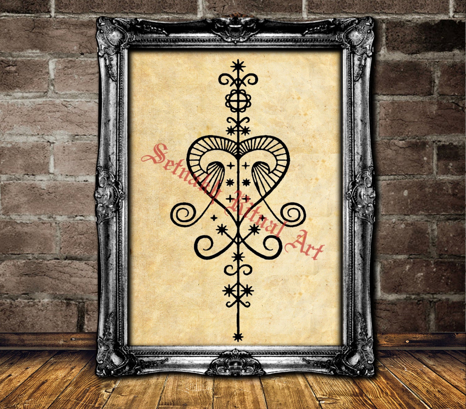 Erzulie Freda veve, altar decor, Voodoo print, magic talisman, Haitian vodou art, Erzulie sigil, magick, spirit ritul illustration #375
