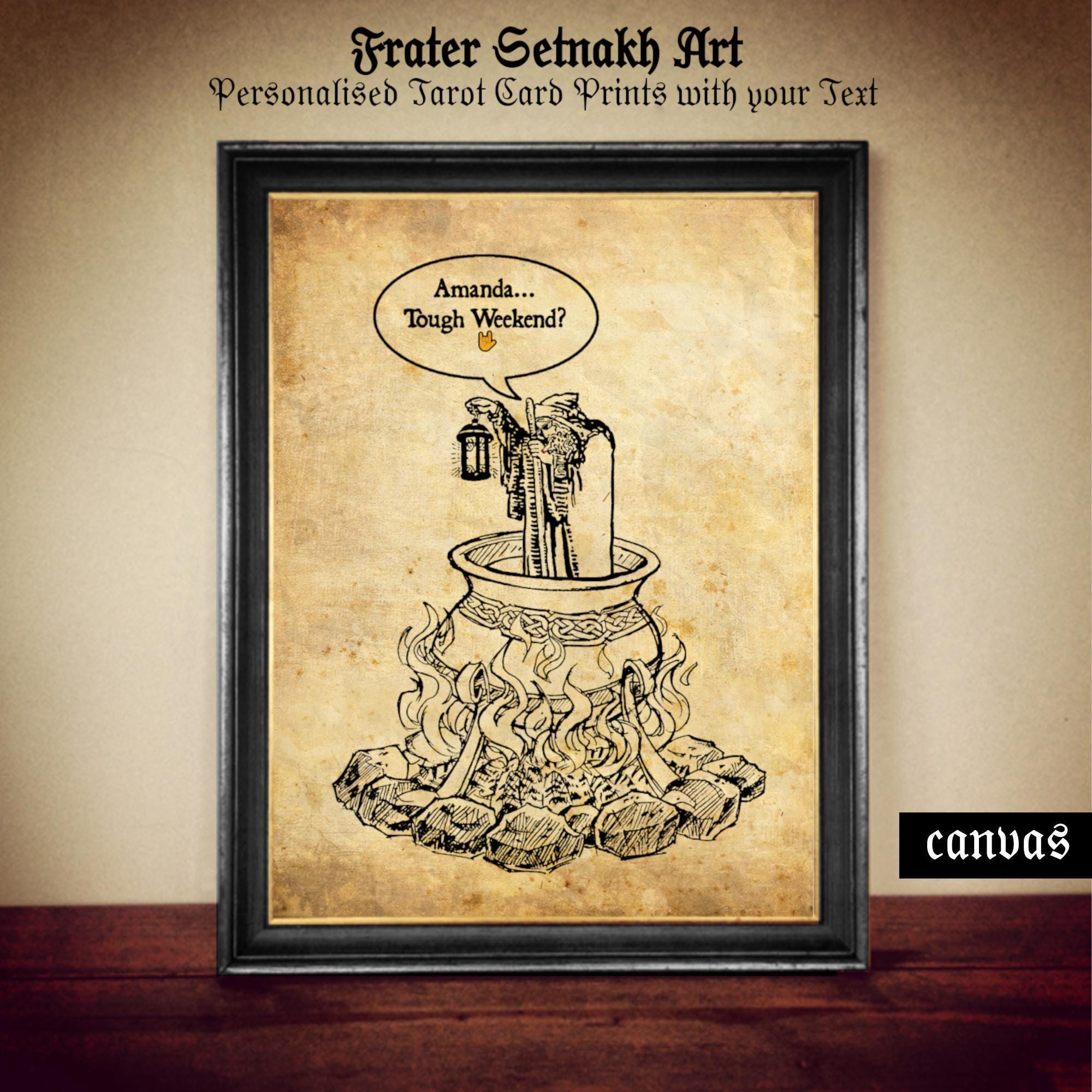 Personalised Hermit Tarot Card Print – Custom Tarot Art on Handmade Paper or Canvas – Funny Wall Decor Gift for Spiritual Souls #TAR9