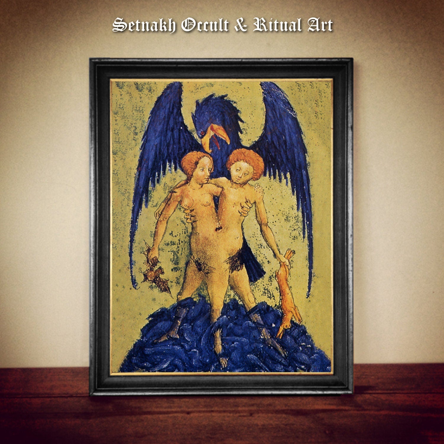 Alchemical hermaphrodite print, androgyne illustration, occult poster, alchemy art, medieval picture, esoteric library decoration #A19