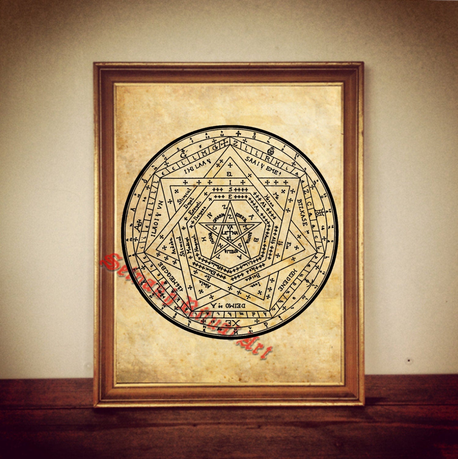 Sigillum Dei Ameth, John Dee's Seal of True God, Grand Pentacle, Clavicula Salomonis, occult art, magic diagram, #116