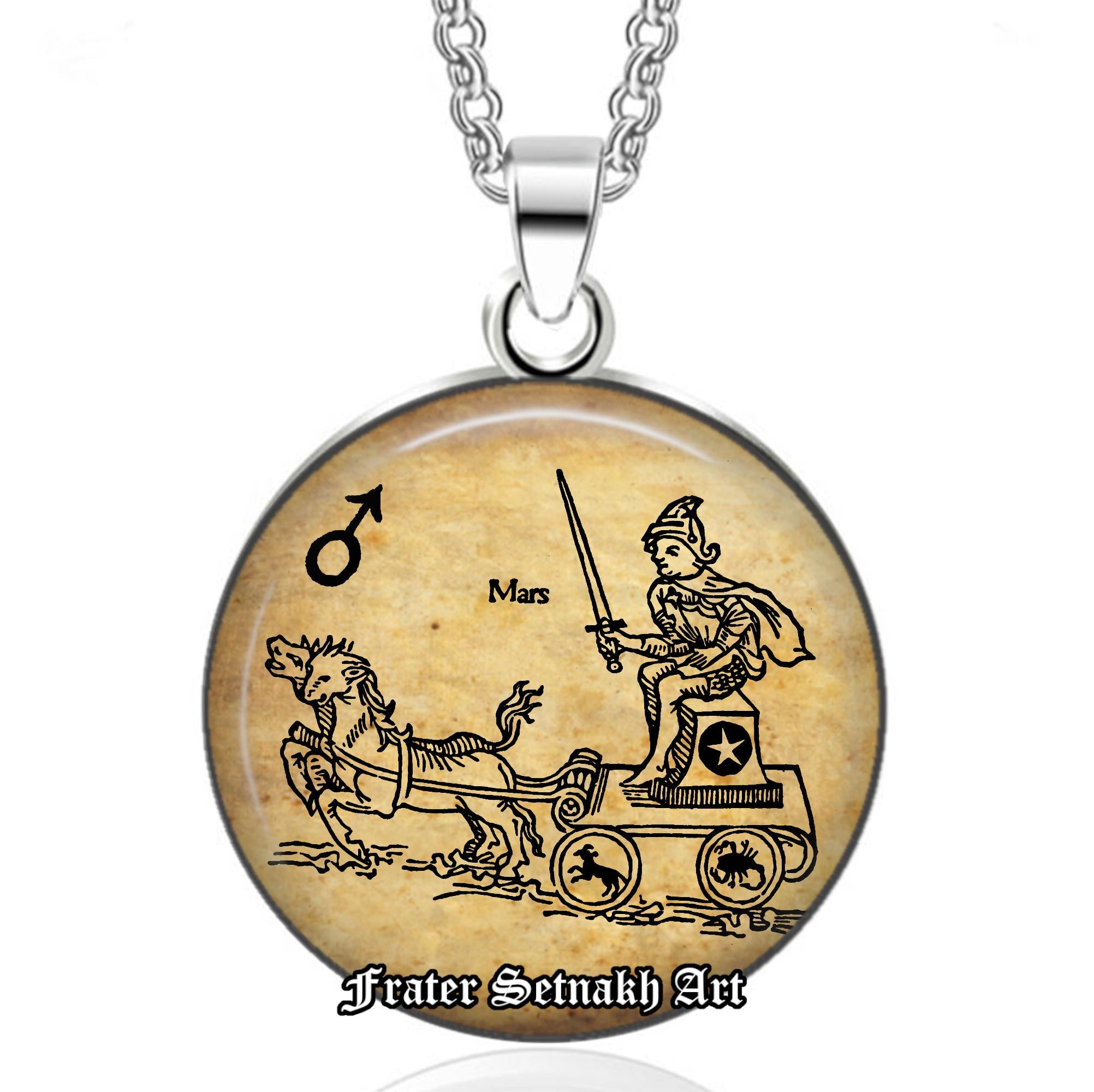 Mars God Ares Talisman – Planetary Warrior Amulet for Strength, Willpower, Courage – Zodiac: Aries & Scorpio – Magical Fire Pendant #558.4