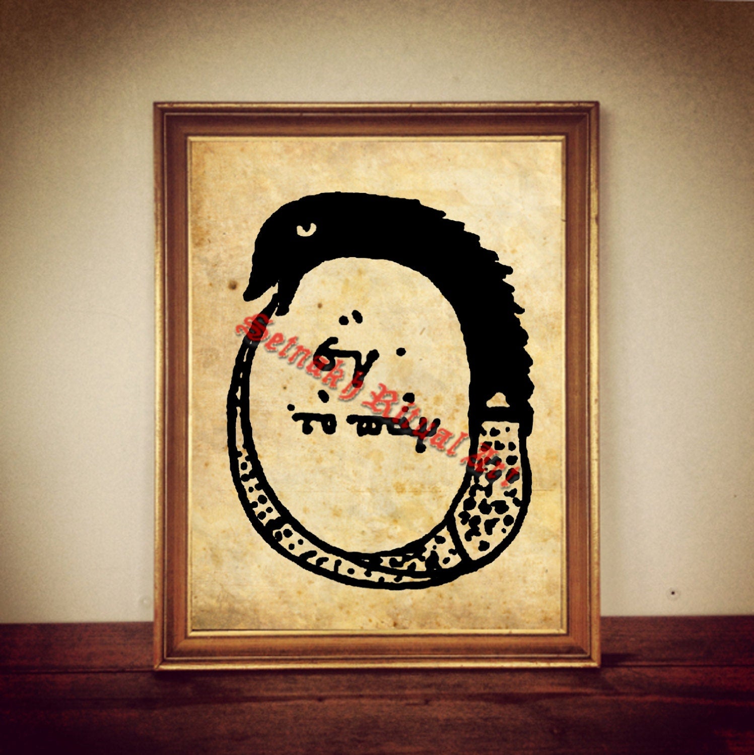 Ouroboros print, Alchemy snake symbol, alchemical illustration, gnostic ancient art, occult canvas poster, magick, esoteric home decor #355