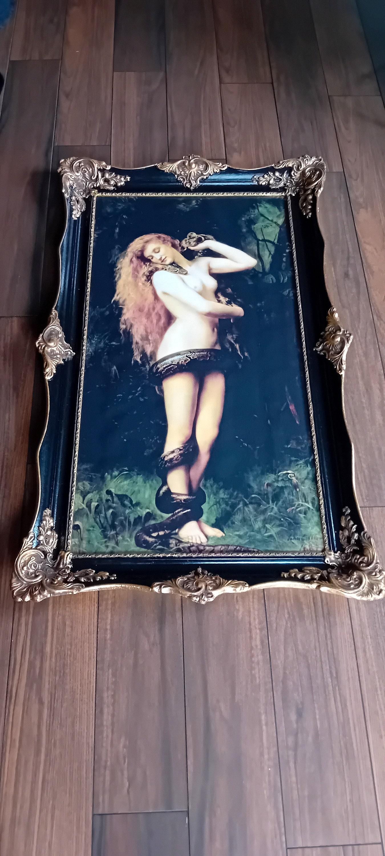 Lilith with snake print, vintage, dark art, occult poster, gothic home decor, witchcraft, witch print, wiccan art #W114