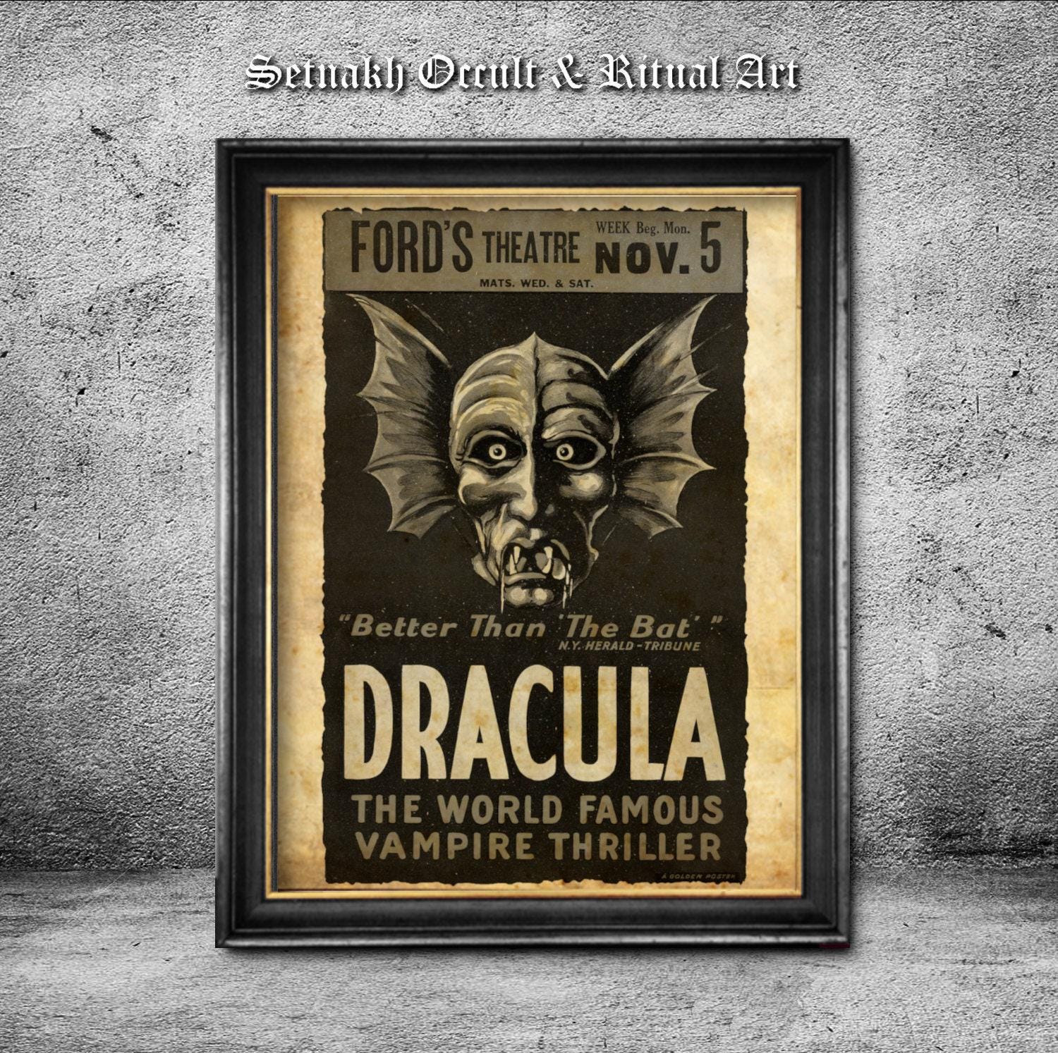 Dracula print, A theater performance poster, Vampire poster, Modern creepy artprint, Vampyre, Transilvanian, gothic decor #BZR3