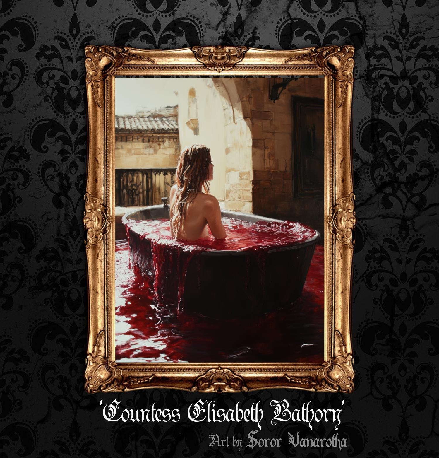 Countess Elizabeth Bathory Art Print - Gothic Portrait Wall Decor, Dark, Vampire Artwork for Fans of Macabre and Horror Aesthetic #SV1