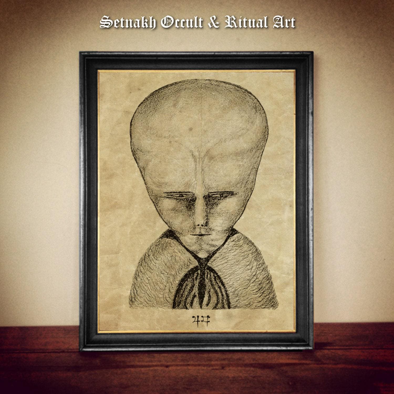 Lam drawing created by occultist Aleister Crowley, Thelemic print, Crowley portrait poster #PR18