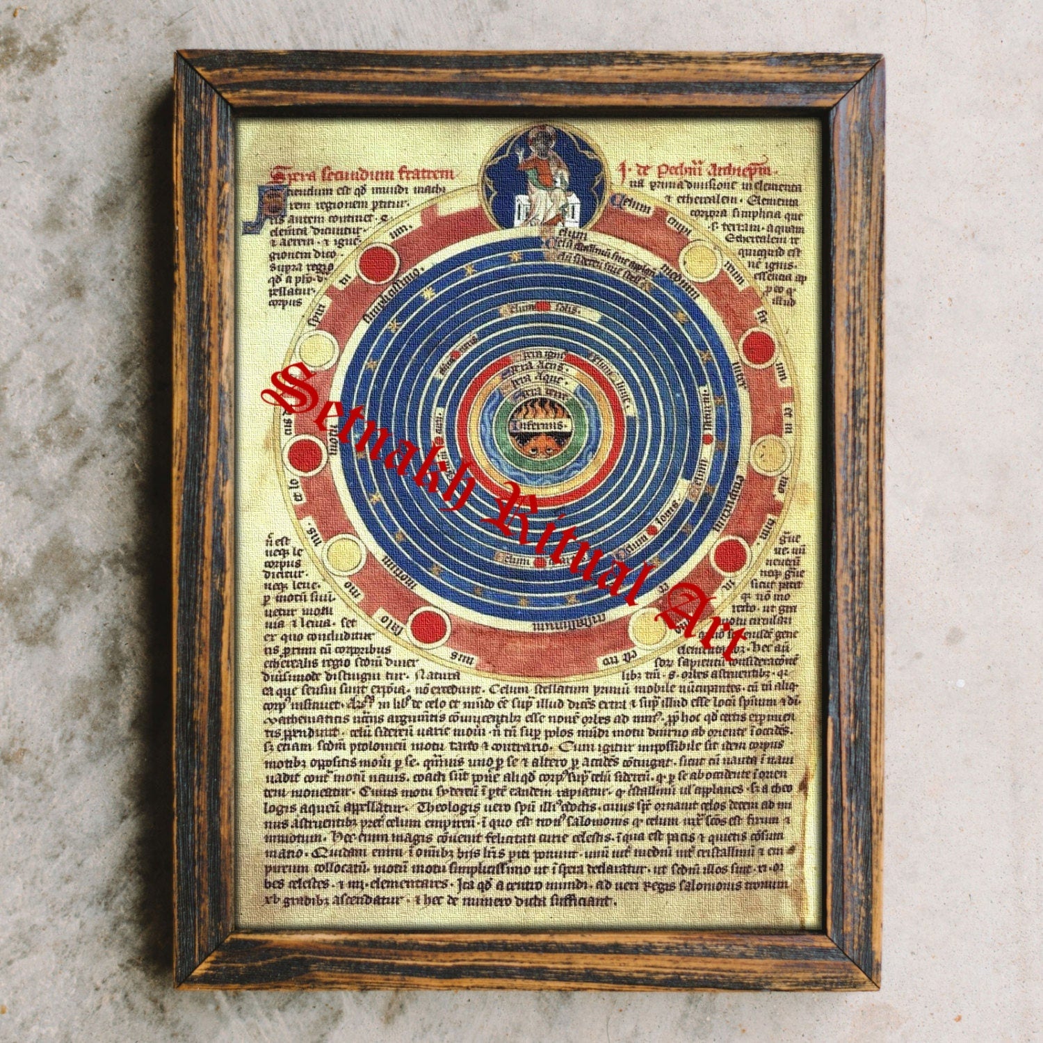 Medieval Universe print, alchemy art, cosmos poster, home decor, magick, astrology, occultism, antique poster, astrological chart #390