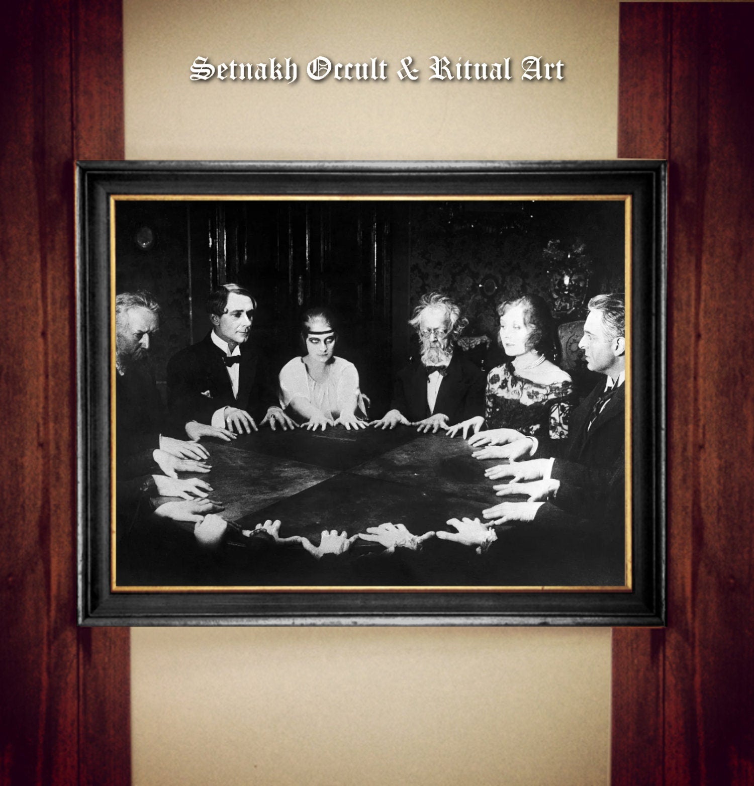 Spiritual séance with Medium print, Spiritualism photograph antique poster, dark art, occult, gothic gift, witch homedecor, witchcraft #VIC2