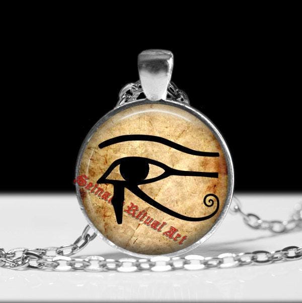 Eye of Horus pendant, Egyptian jewelry, Ancient God necklace, Ancient Aliens, antique paper jewelry, old historican jewelry #164