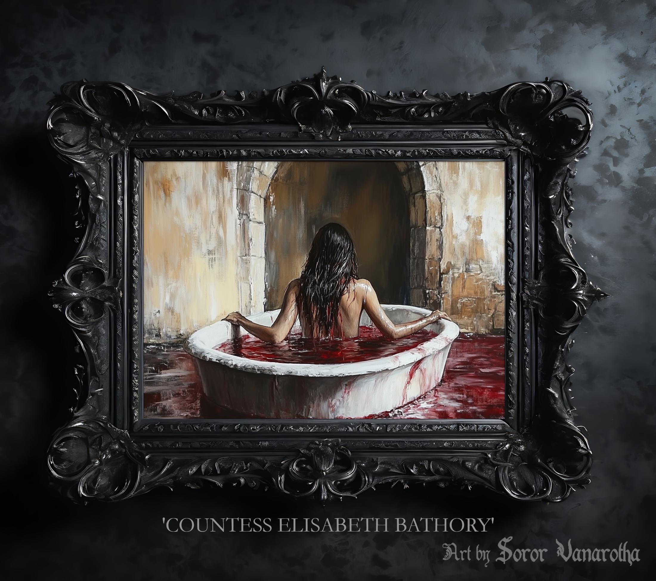 Countess Elizabeth Bathory Art Print - Gothic Portrait Wall Decor, Dark Vampiric Artwork for Fans of Macabre and Horror Aesthetic #SV10