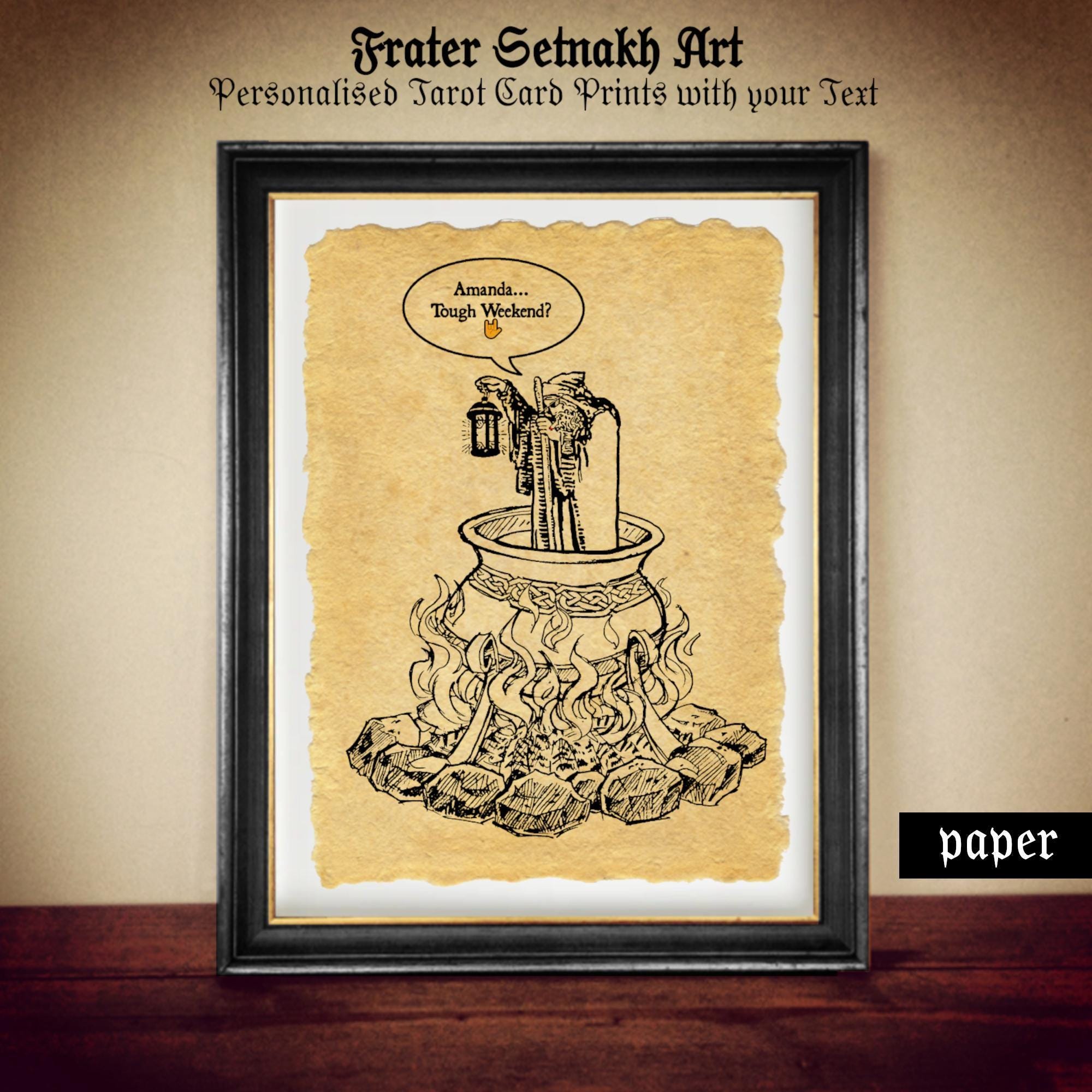 Personalised Hermit Tarot Card Print – Custom Tarot Art on Handmade Paper or Canvas – Funny Wall Decor Gift for Spiritual Souls #TAR9